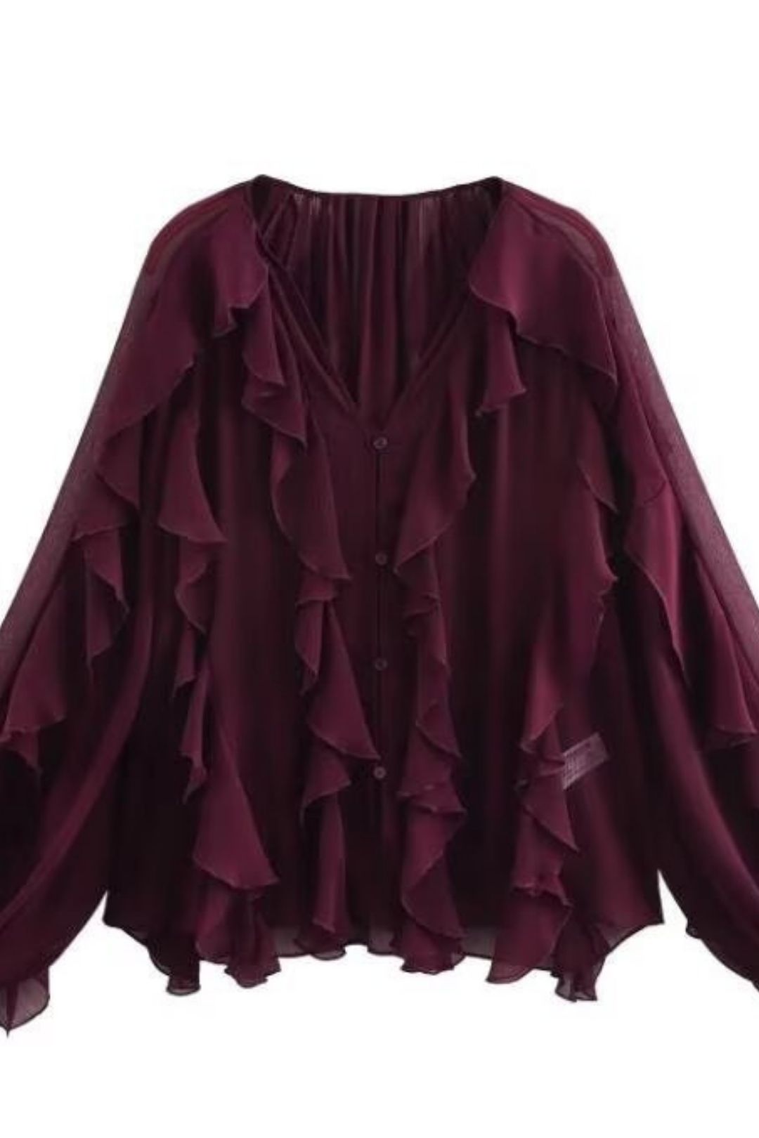 Layered Decoration Fashion V-neck Long-sleeved Shirt