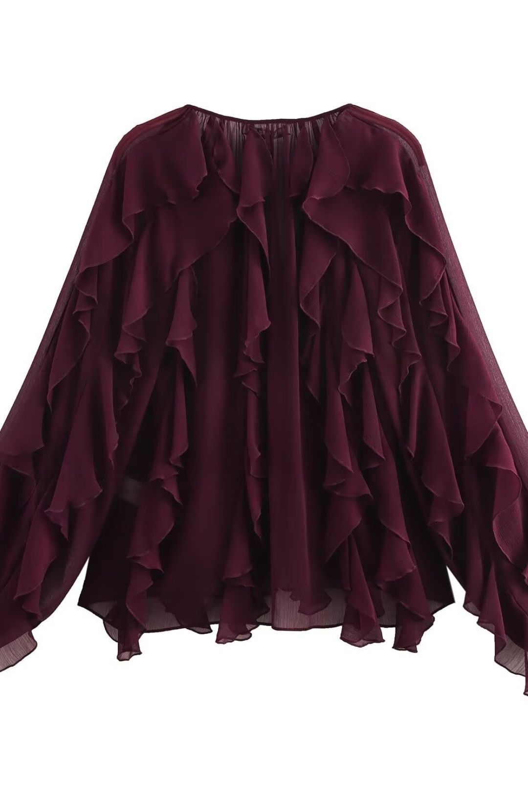 Layered Decoration Fashion V-neck Long-sleeved Shirt