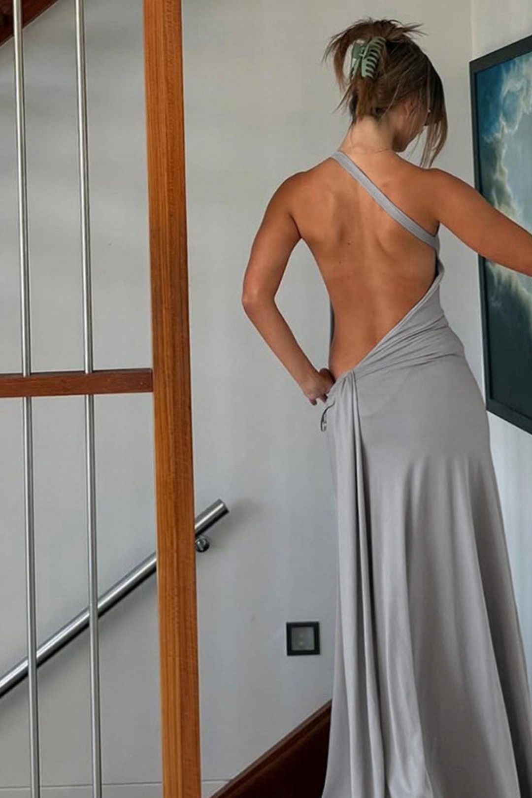 Sexy Collar Sleeveless High Waist Backless Slim Dress