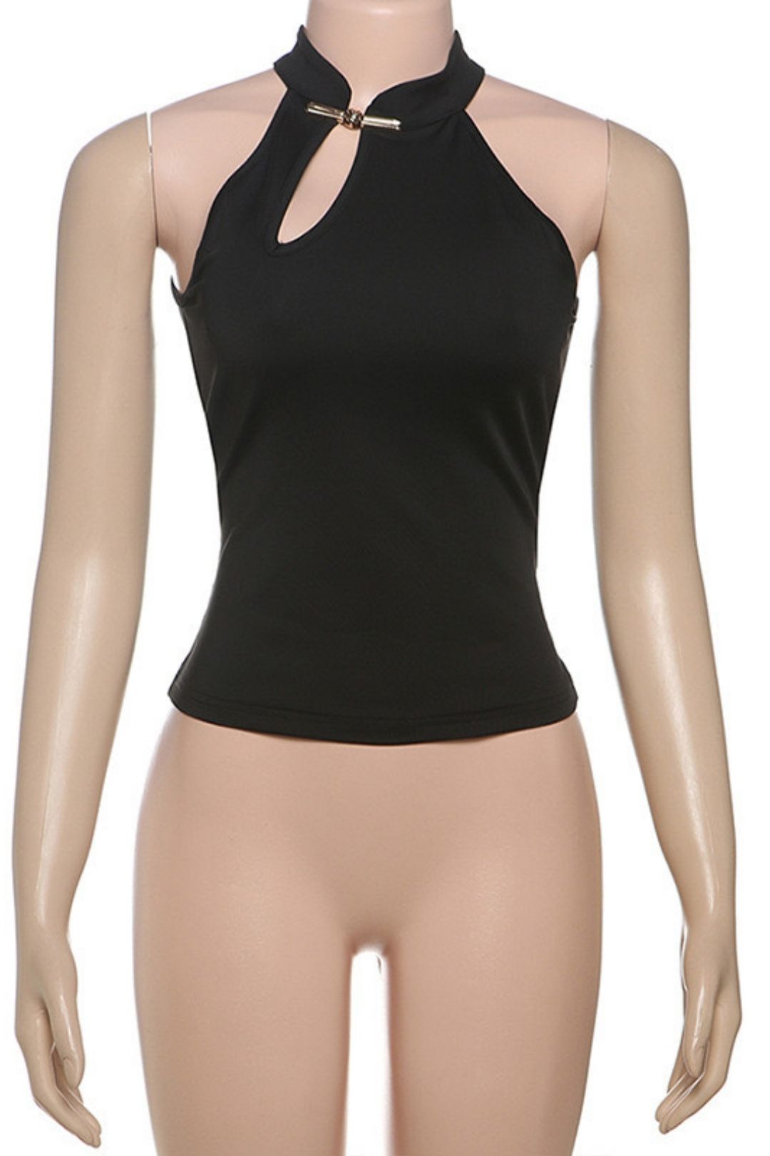 Solidcolorbucklenichesleevelessslim-fitslimmingtop