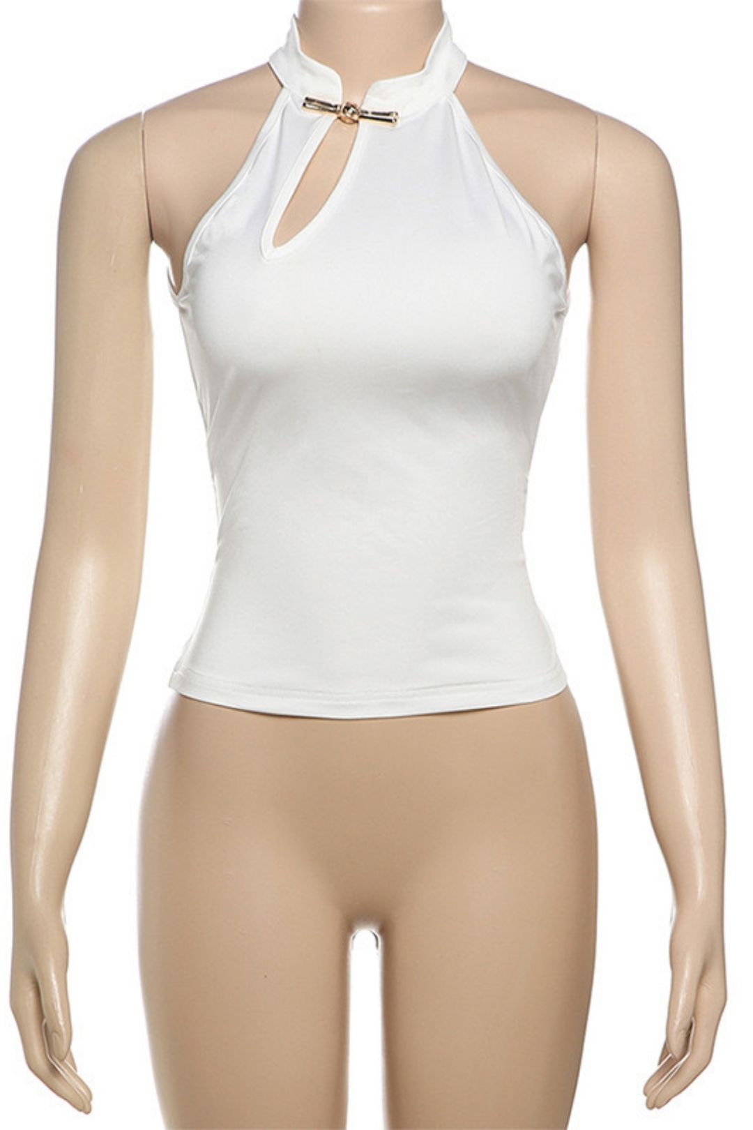 Solidcolorbucklenichesleevelessslim-fitslimmingtop