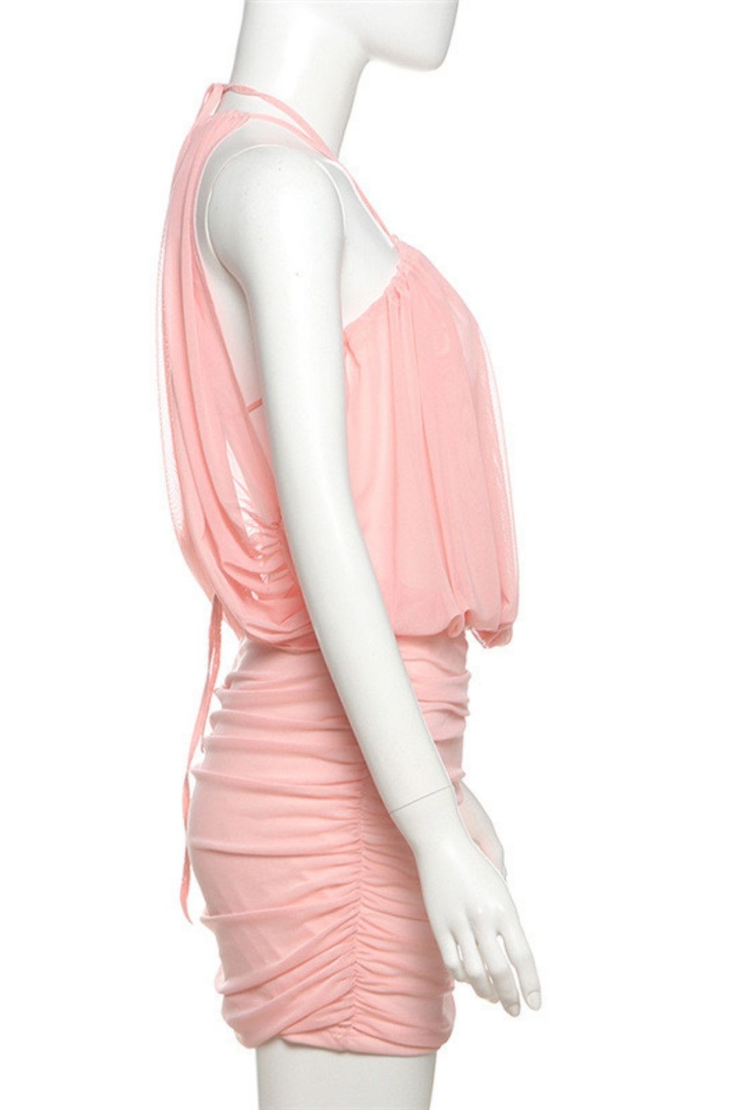 Hanging Neckopen Back Pleated Baghi Dress