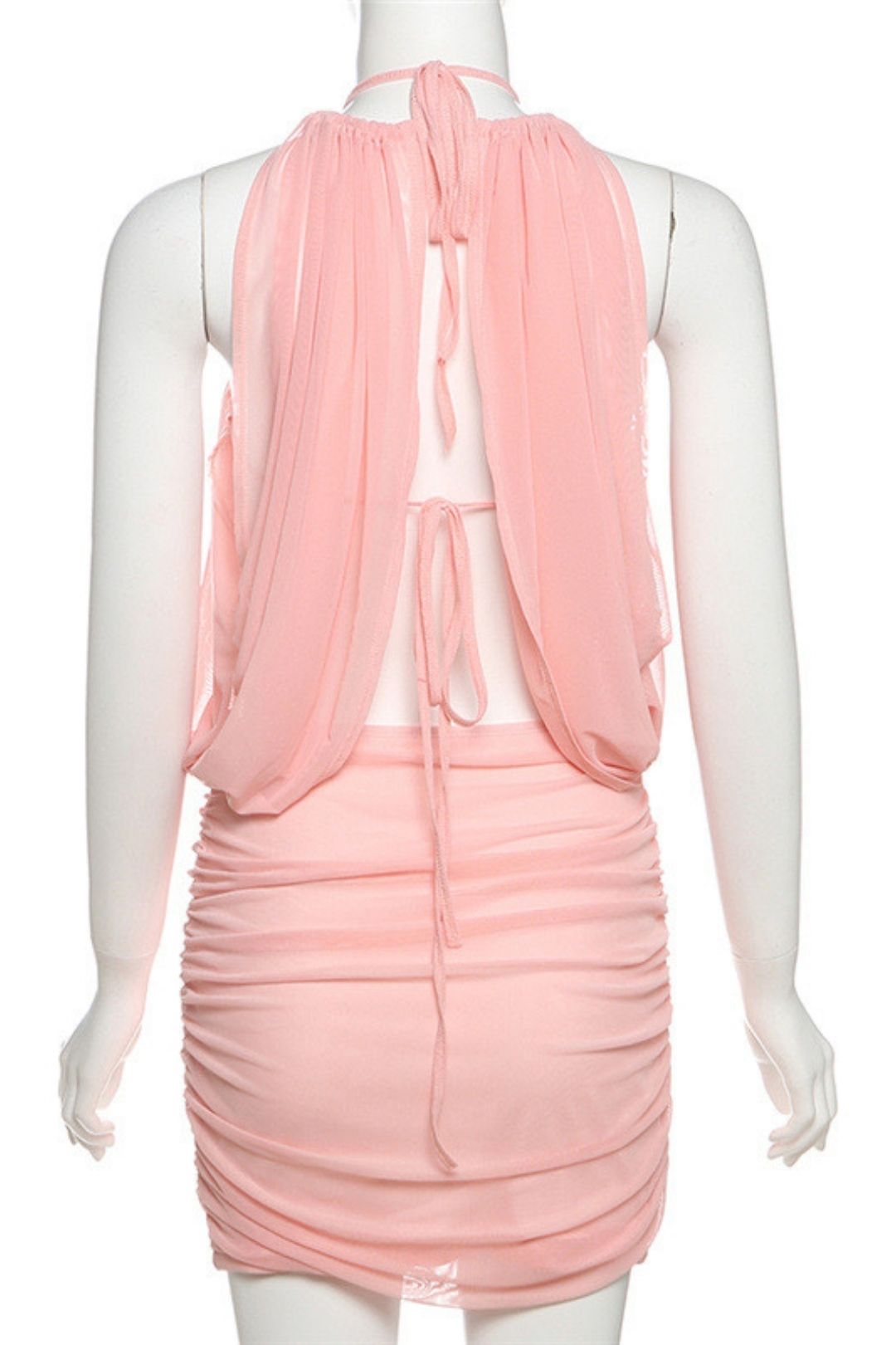 Hanging Neckopen Back Pleated Baghi Dress