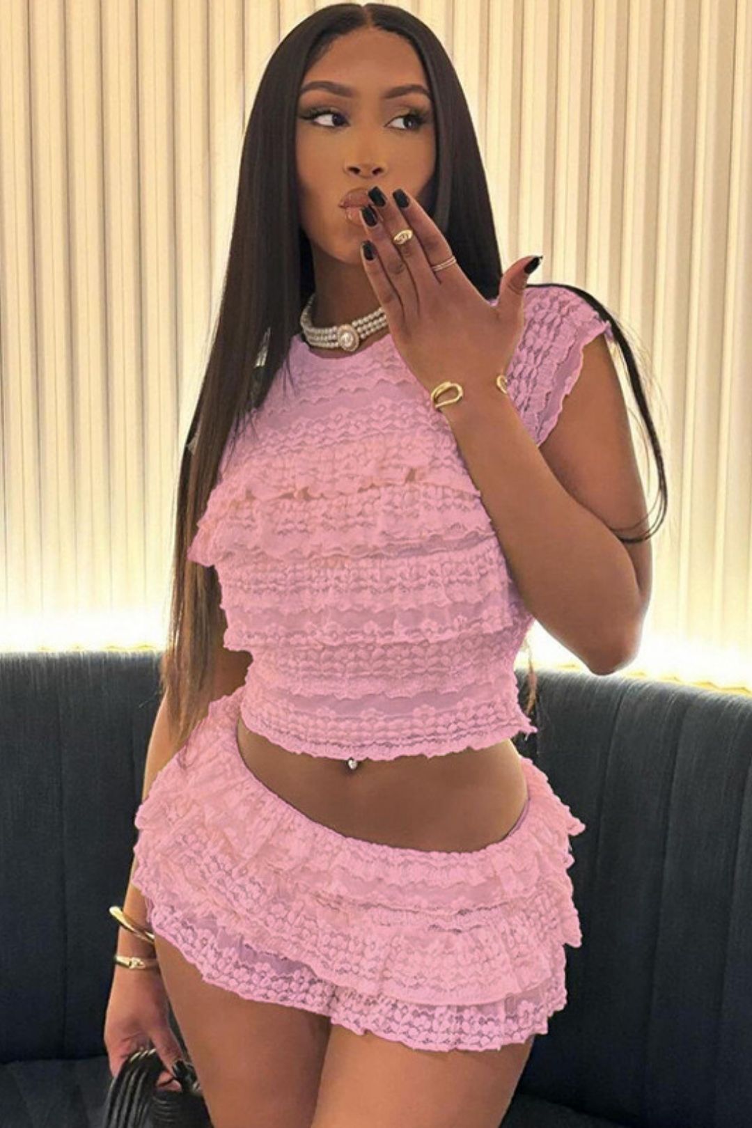 Sexy  Slim Pleated Shorts Suit