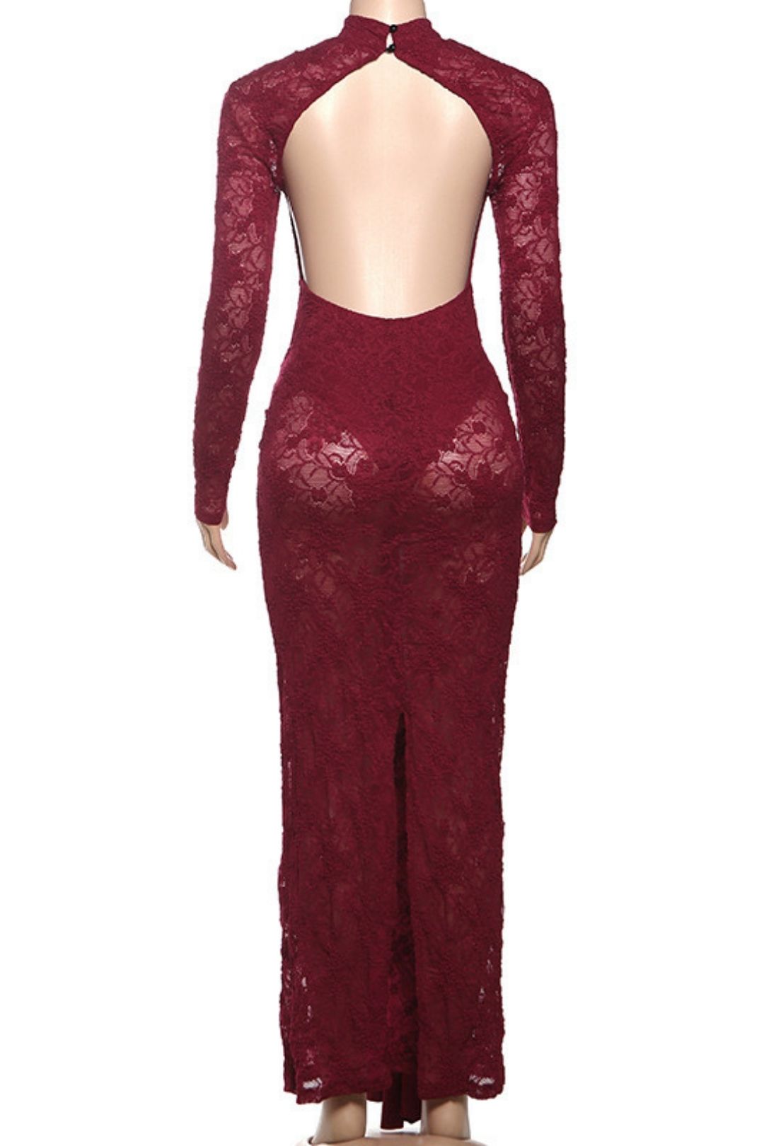 Sexy Lace Splicing Roundneck Long-sleeved Dress