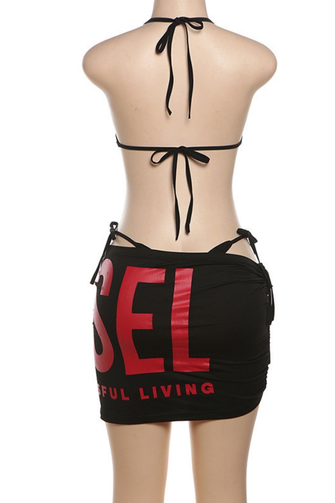 3d Digita Lprinting Sleeveless Lace-up Hip Skirt Suit