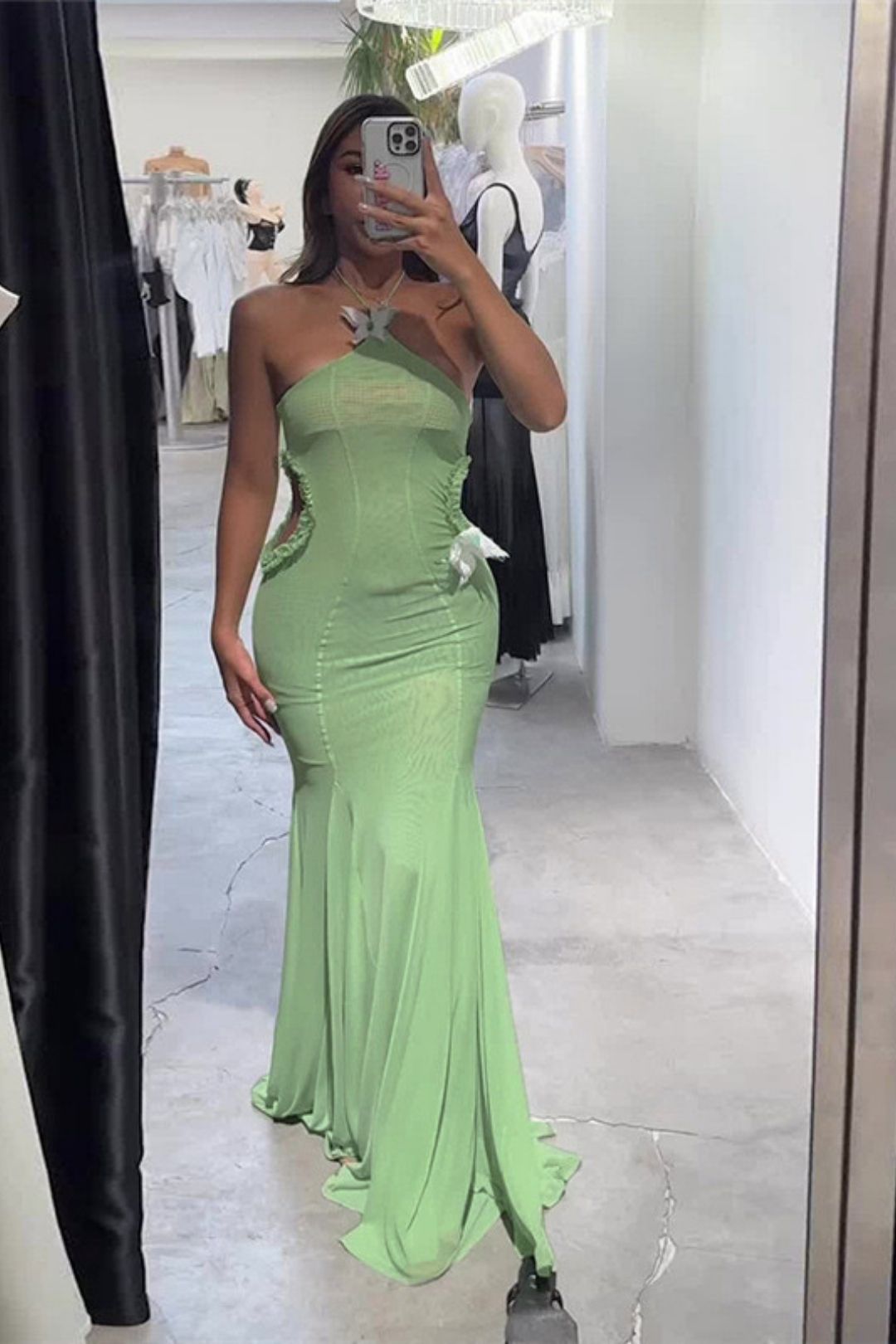 Elegant Sexy Sleeveless Neckoff Waist Slim Skirt Suit