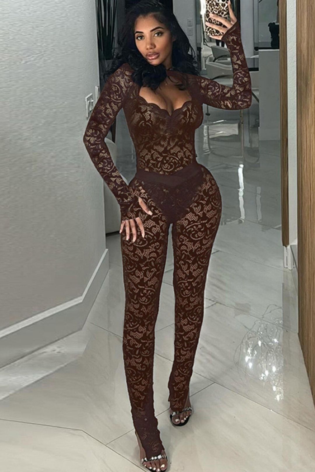 Sexy Hot Girl Ace Hollow Perspective Tights Suit