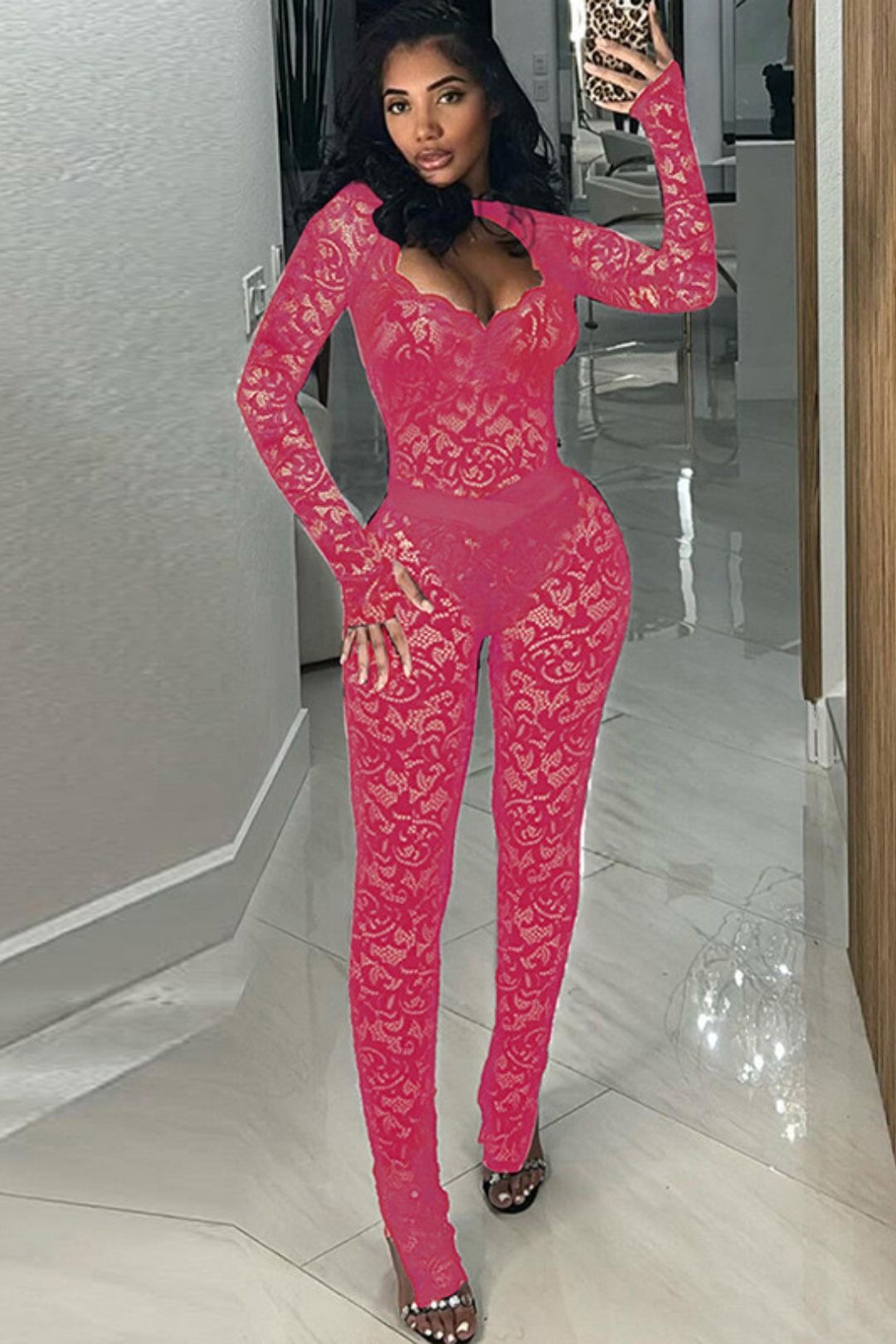 Sexy Hot Girl Ace Hollow Perspective Tights Suit