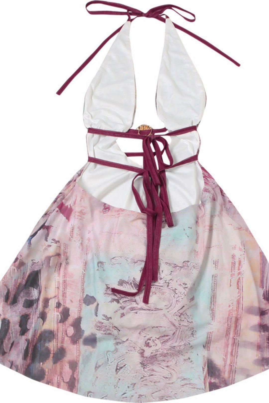 Sexy Deepv Hanging Neck Backless Printing Dress