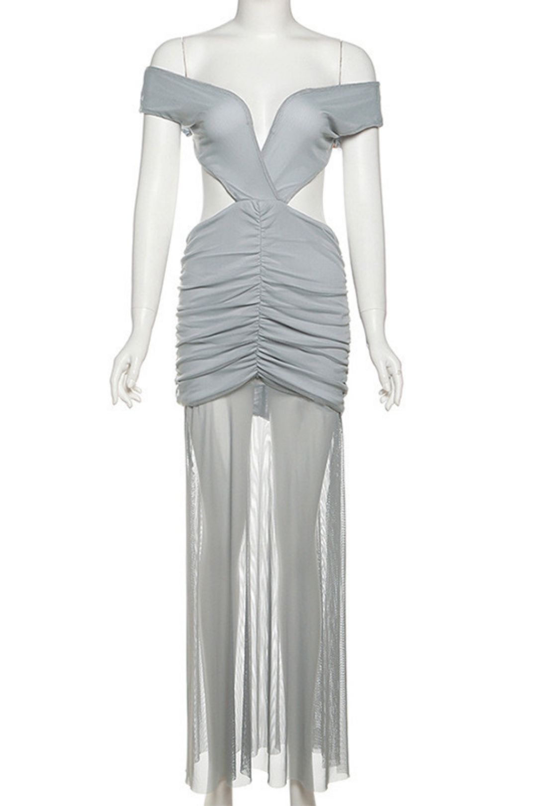 Sexy Pleated Stitching  V Low-cut Backless Dress