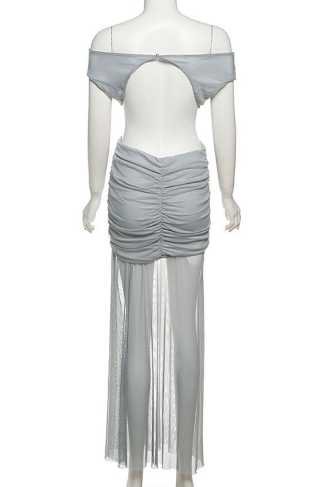 Sexy Pleated Stitching  V Low-cut Backless Dress