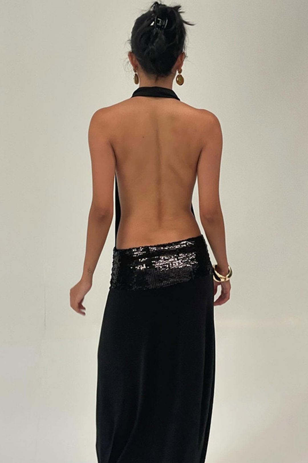 Sexy Hot Girl Sleeveless Neckopenbackhighwaistdress