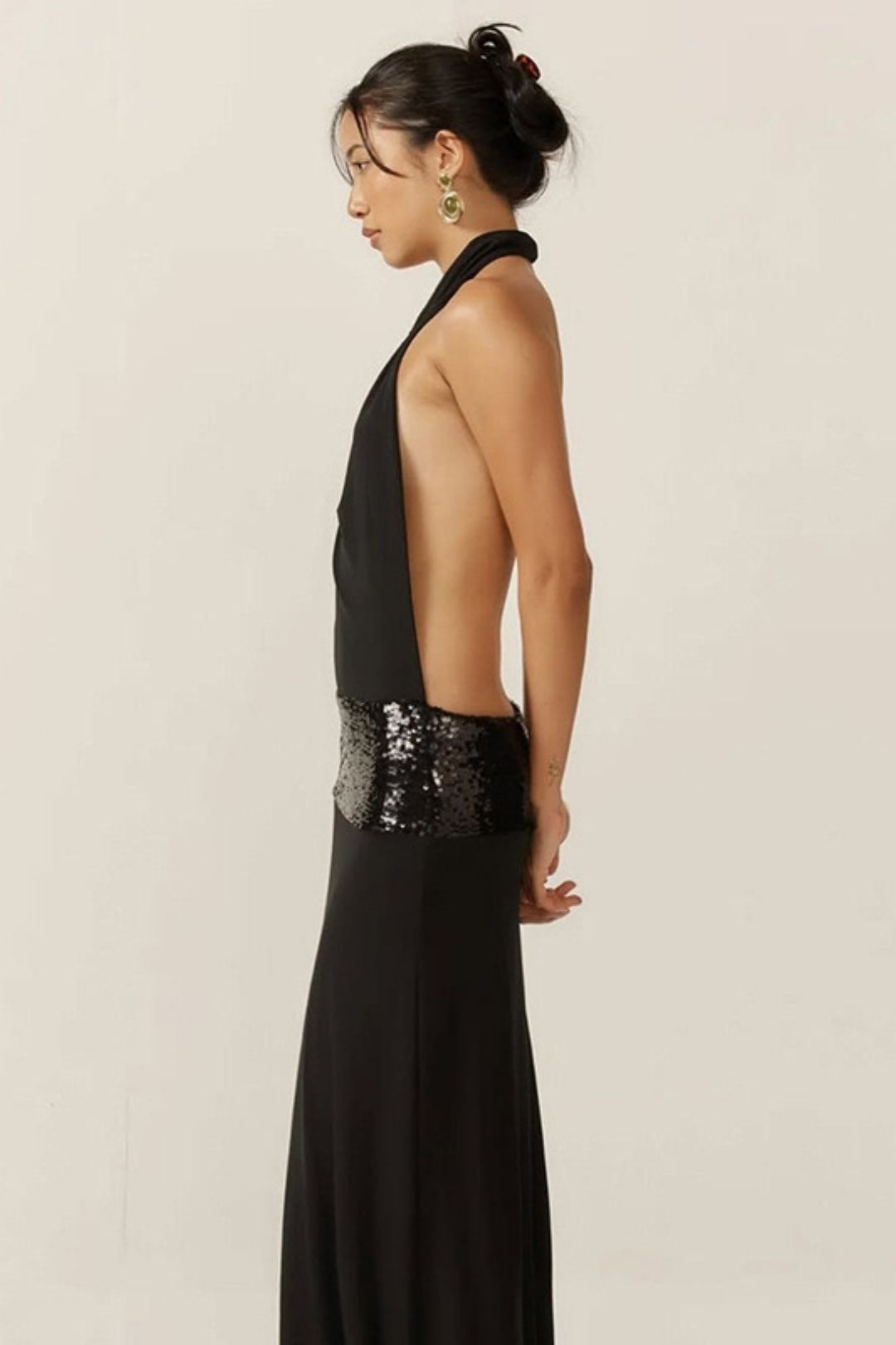 Sexy Hot Girl Sleeveless Neckopenbackhighwaistdress