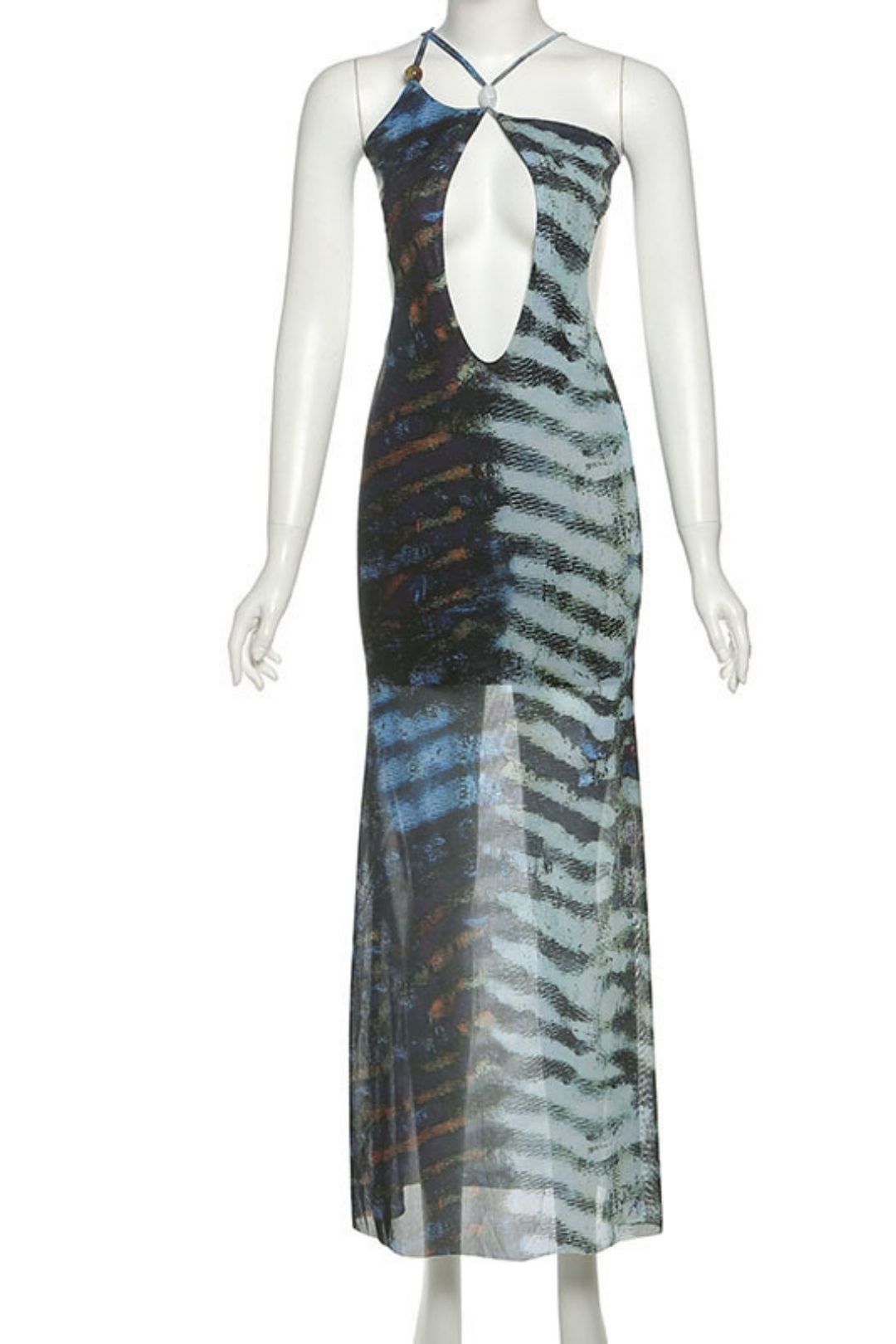 Sexy Hot Girl Low-cut Halterneck Backless Slim Dress