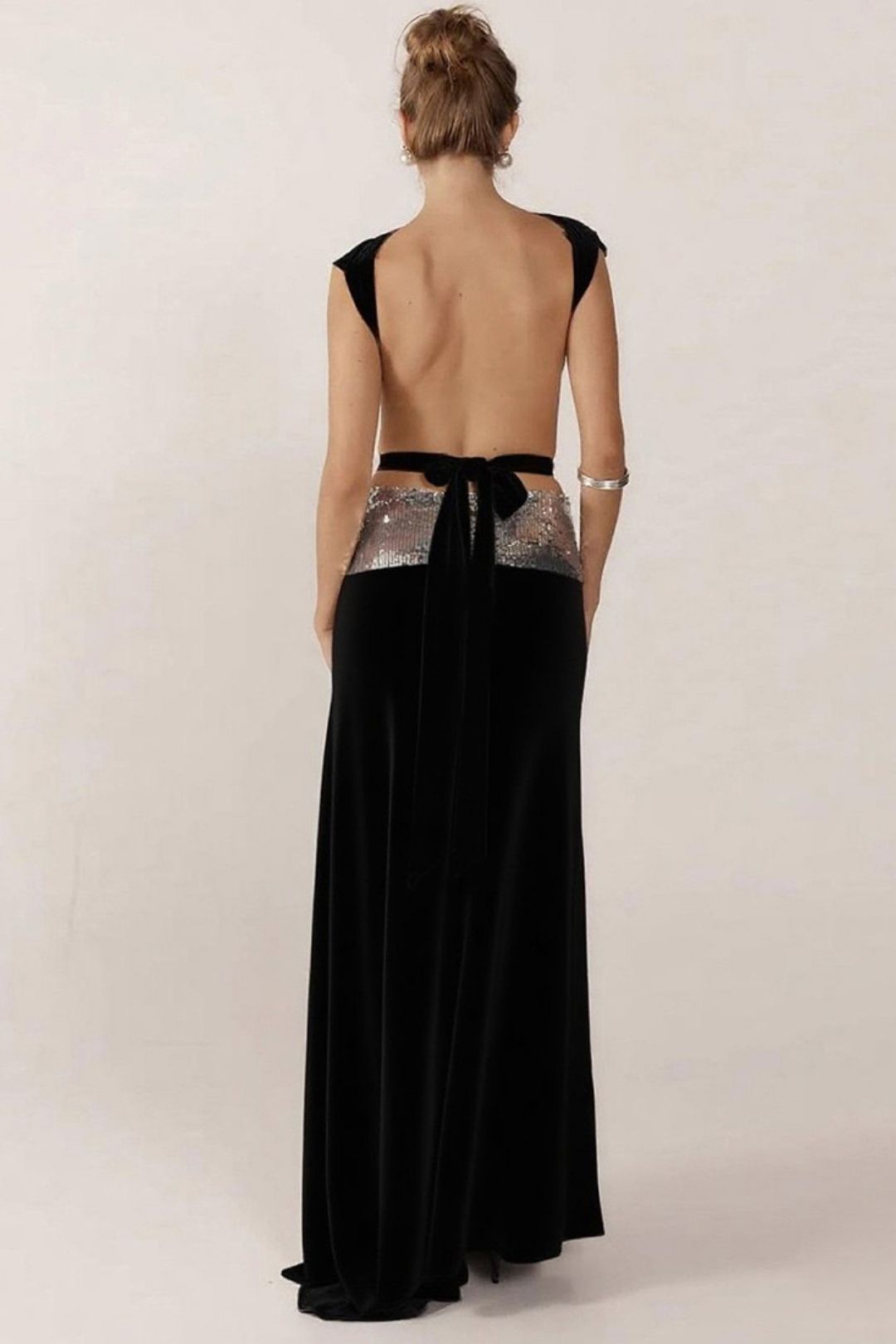 Elegant Creative Backless Top Splicing Long Skirt Suit