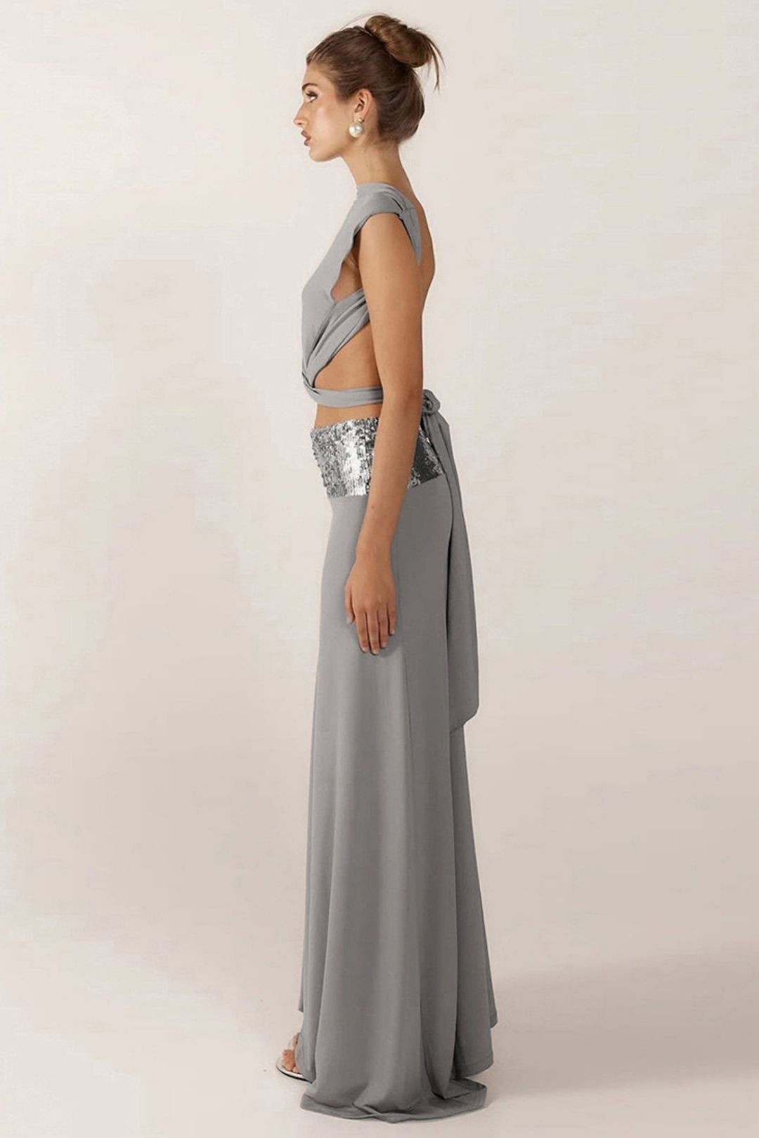 Elegant Creative Backless Top Splicing Long Skirt Suit