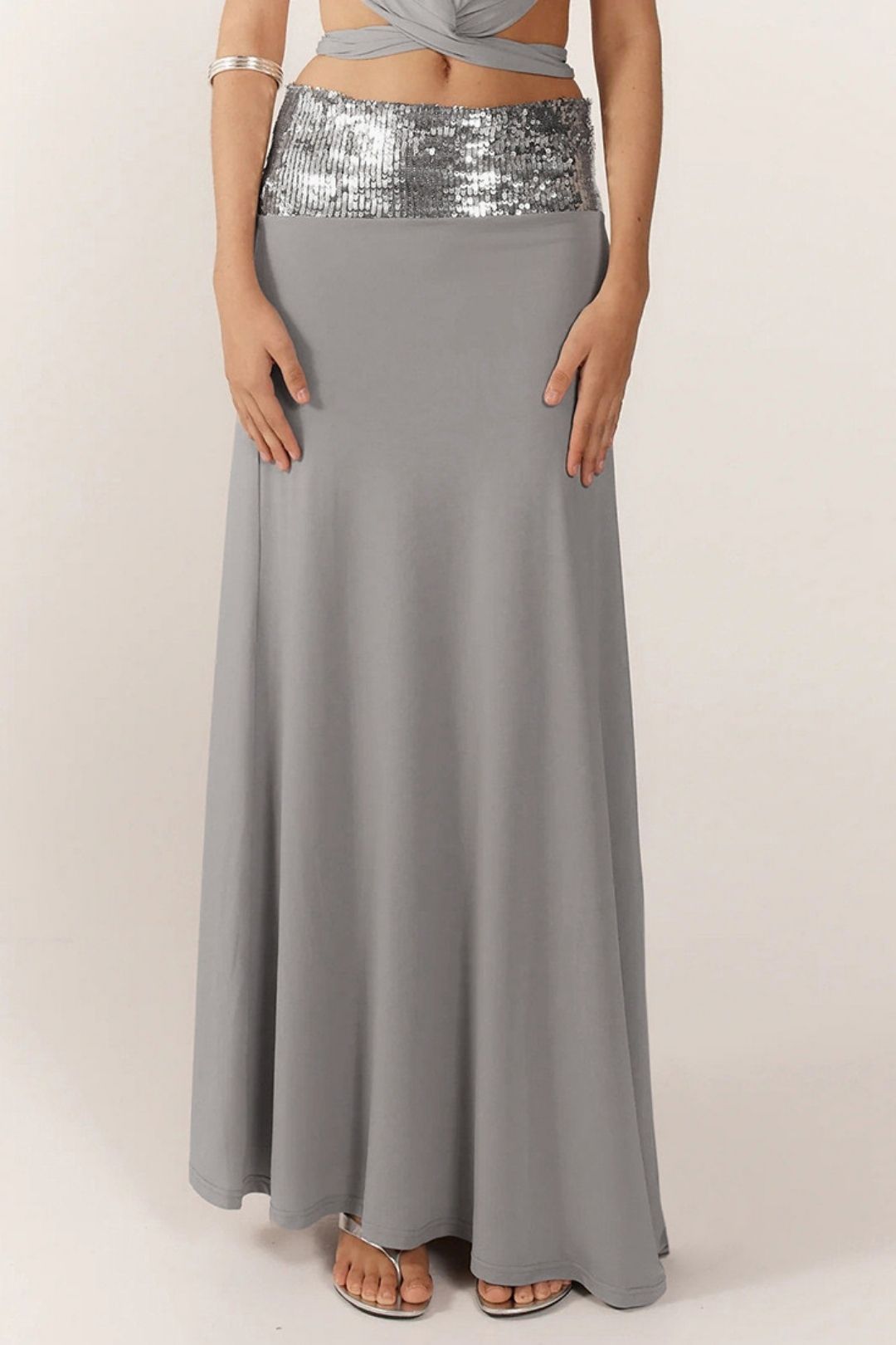 Elegant Creative Backless Top Splicing Long Skirt Suit