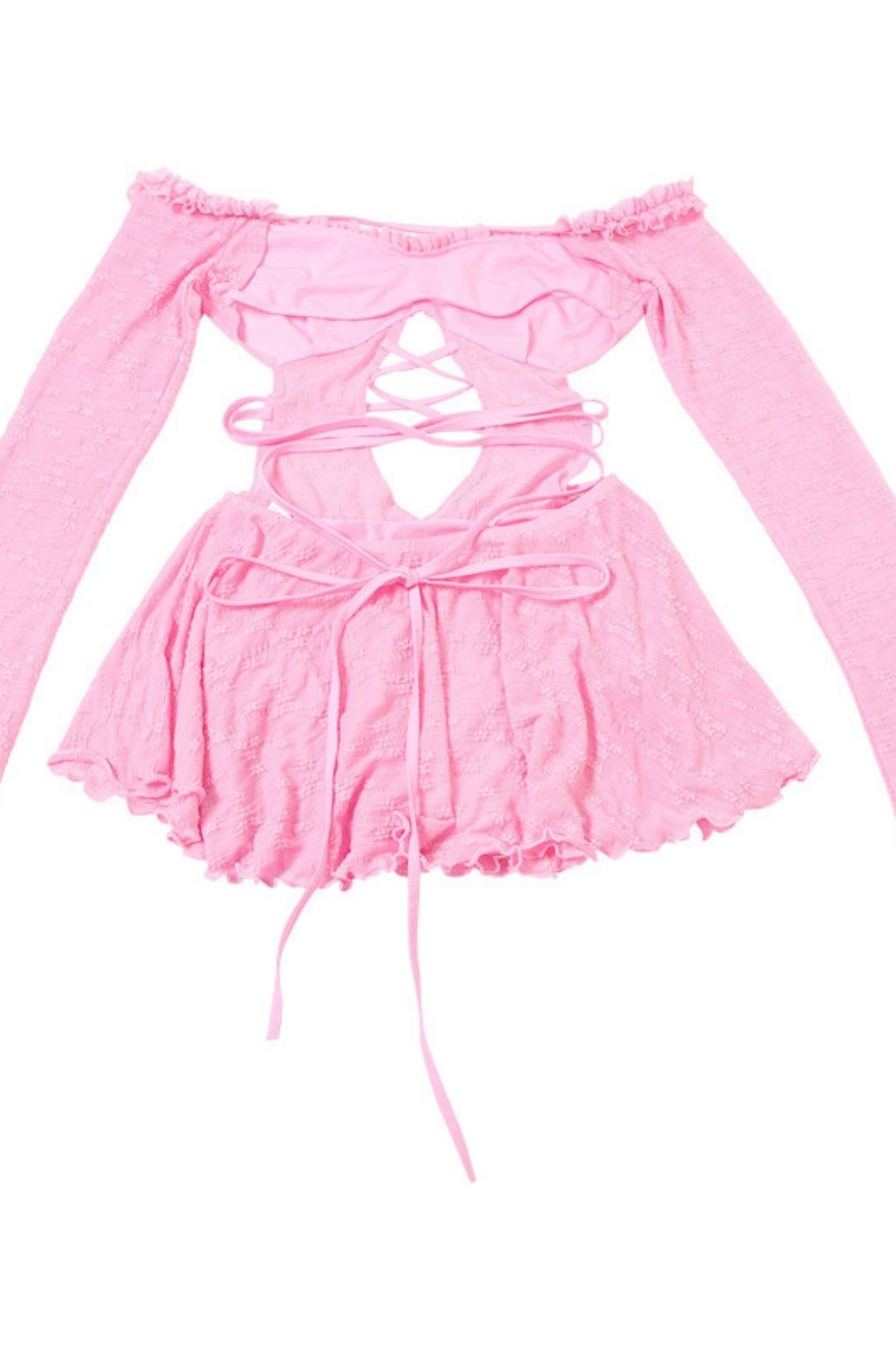 Sexy Hot Girl Off Shoulder Hollowlace-up High Waist Slim-fit Jumpsuit