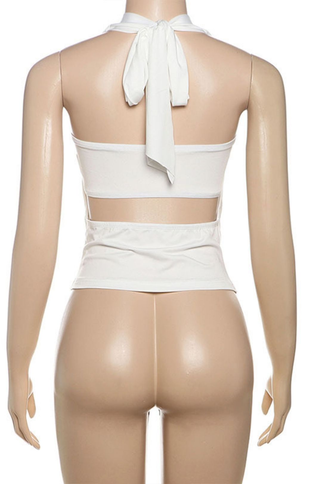 Sexy Sleeveless Halter Neck Cut Out Backless High Waist Slim Short Casual Top