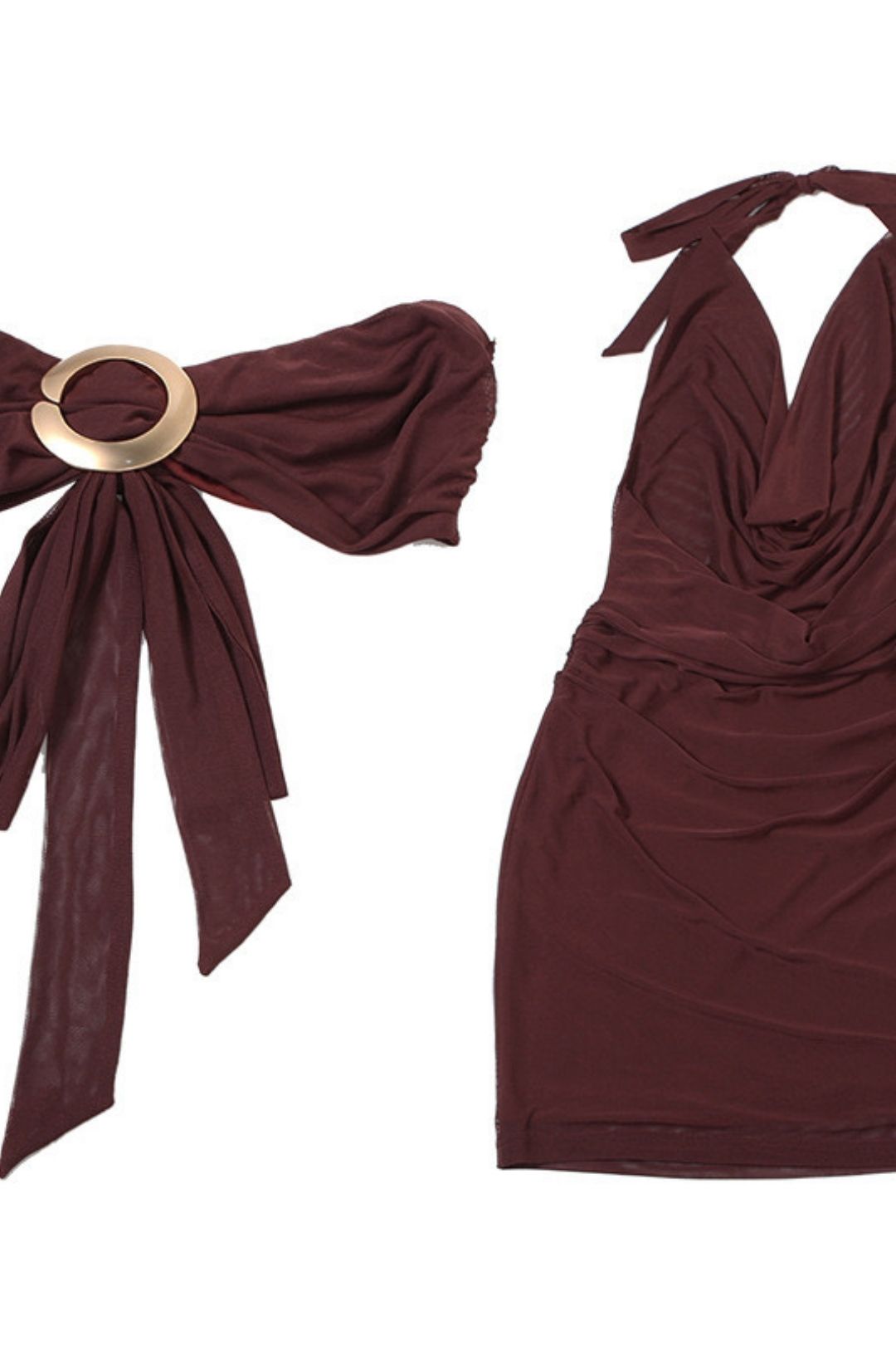 Sexy Sleeveless Neck Wrap Hip Skirt Suit