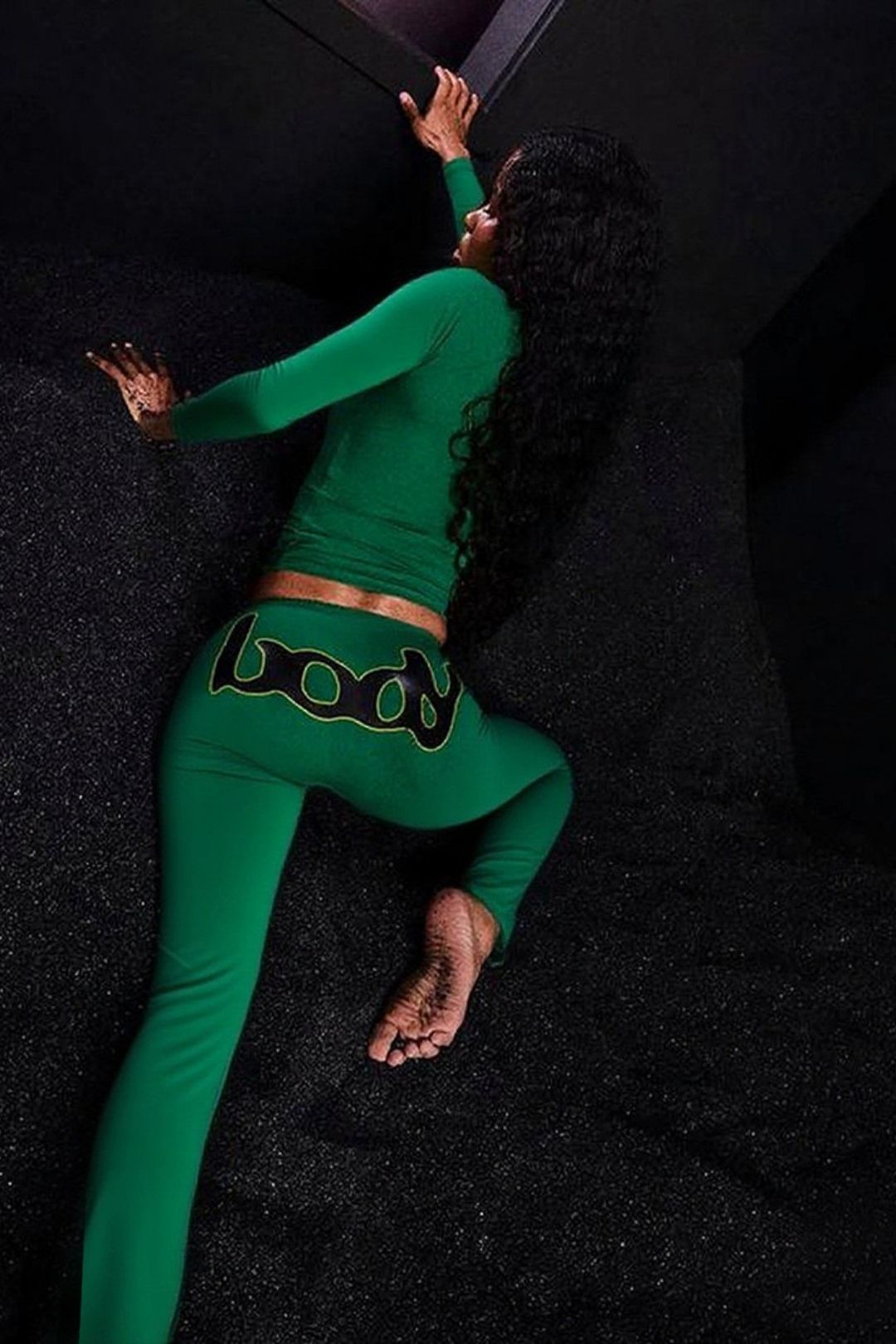 Printed Long-sleeved Top Slim Trousers Suit