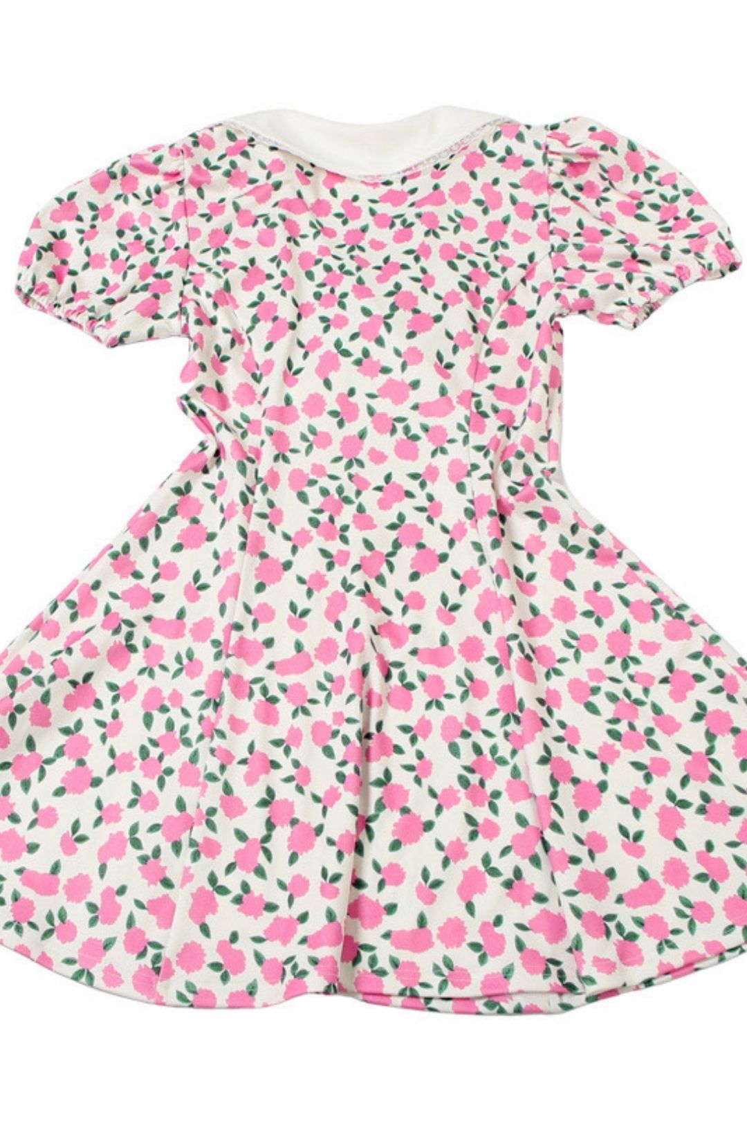 French Temperament Printed Lapel Slim-fit Personality Bubble Sleeve Dress