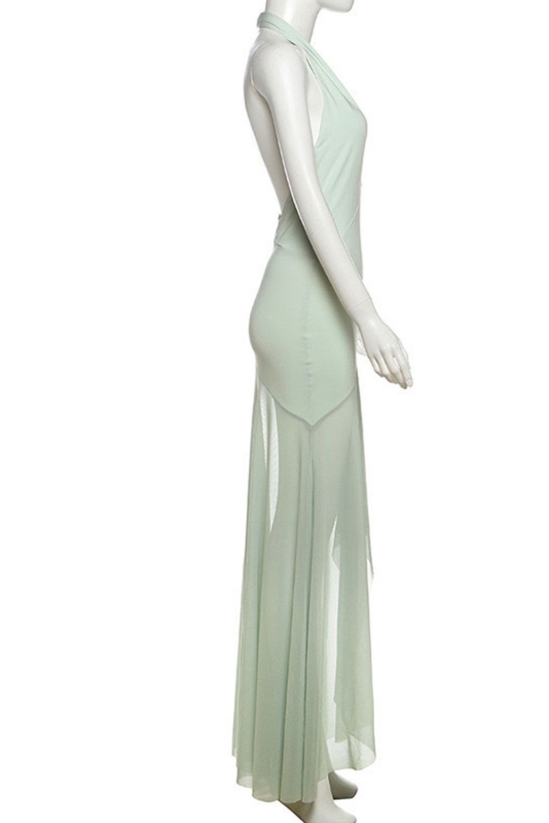 Sexy Deep V Neck Mesh Splicing Backless Slim Dress