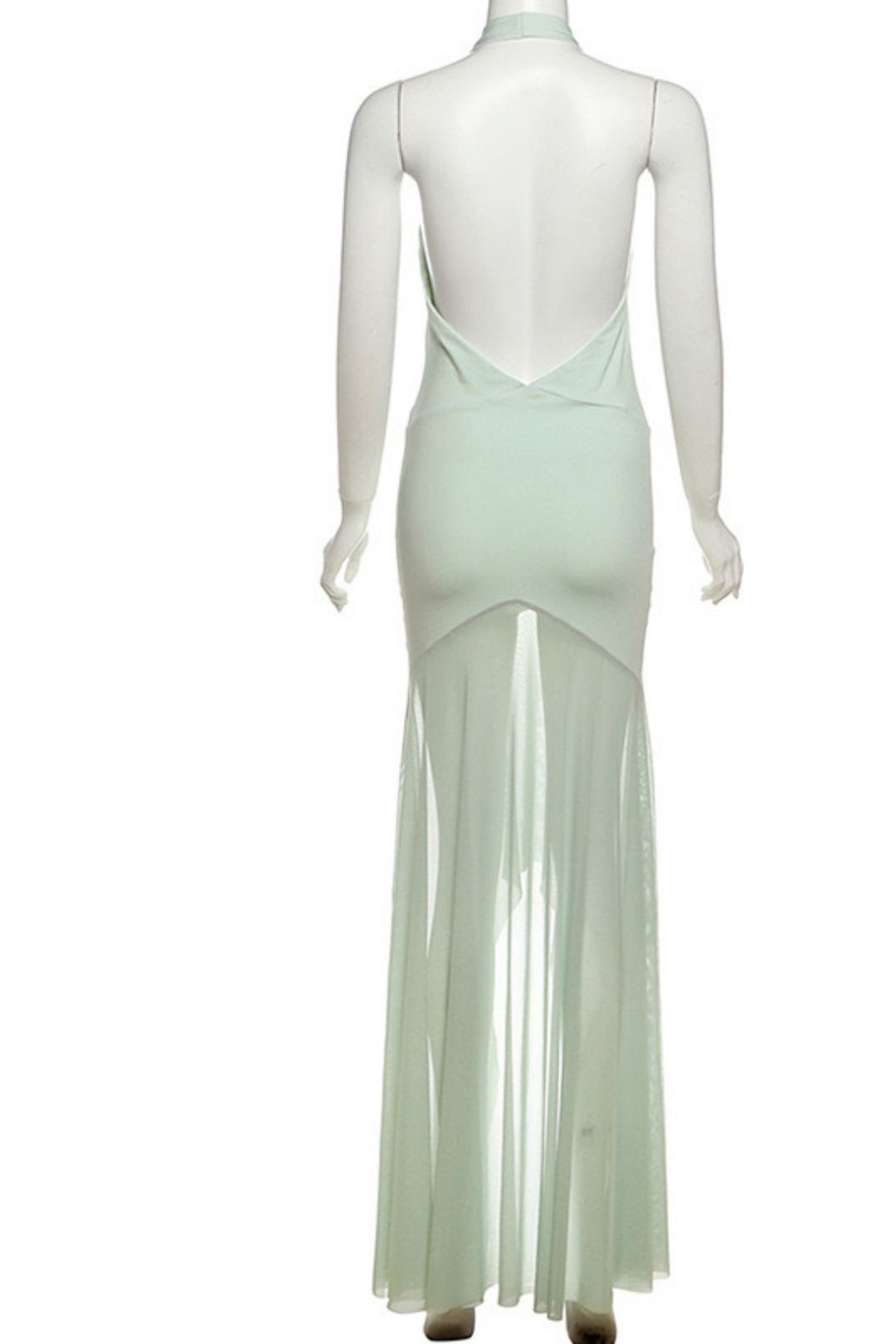 Sexy Deep V Neck Mesh Splicing Backless Slim Dress