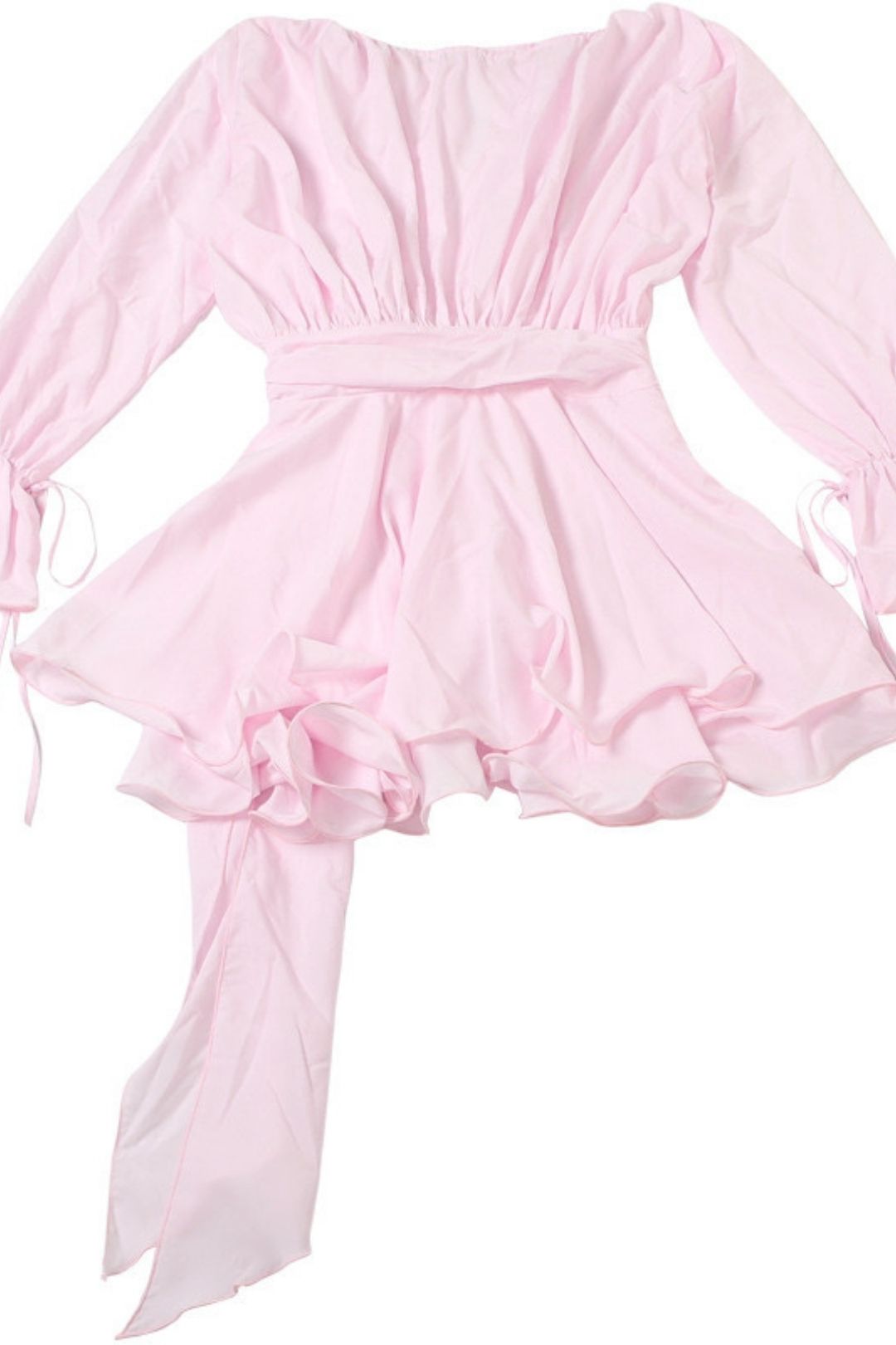 Sexy Round Neck Lace-up Flower Decorative Horn Sleeve Hip Dress