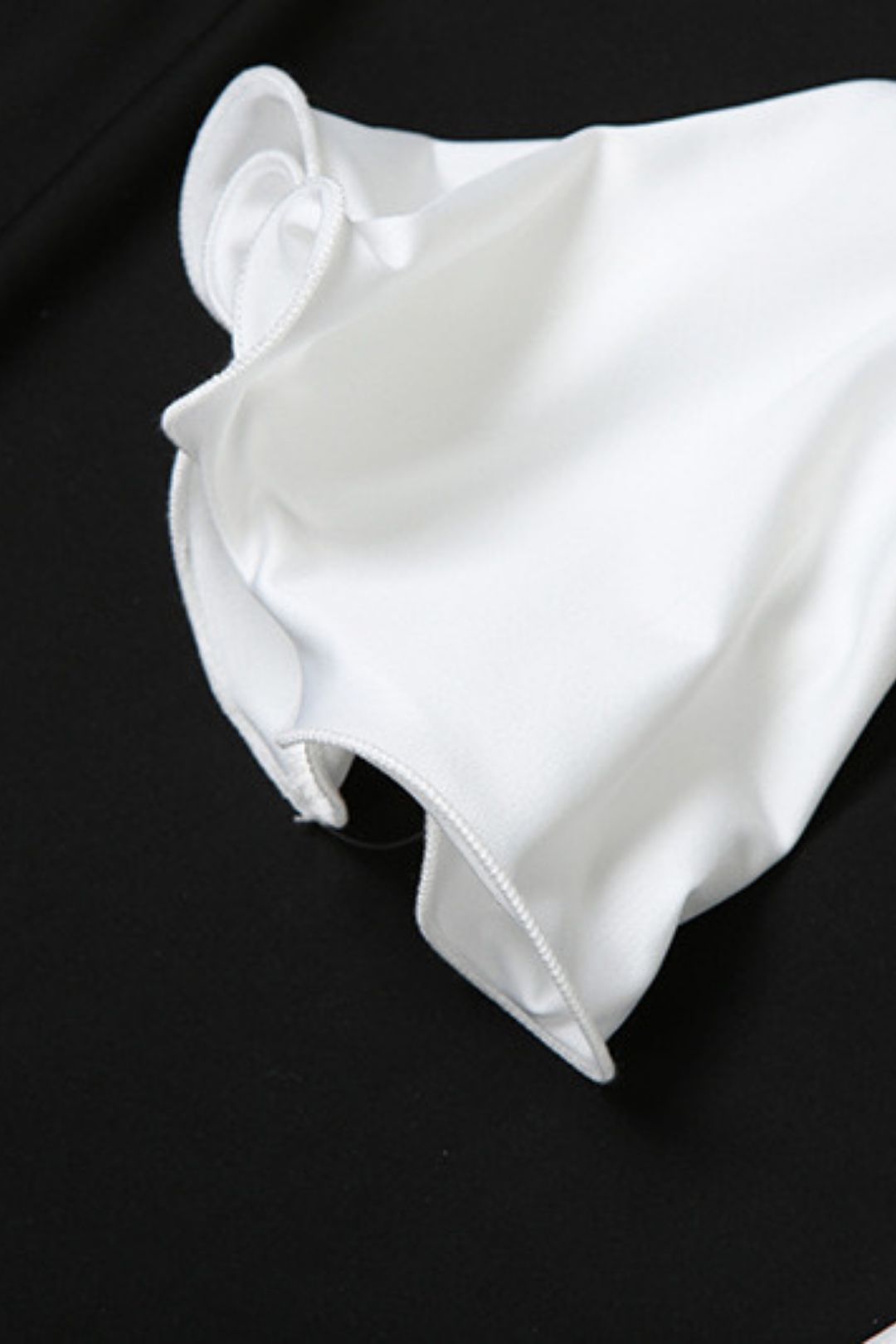 Solid Color Long-Sleeved V Neck Ruffled Slit Dress