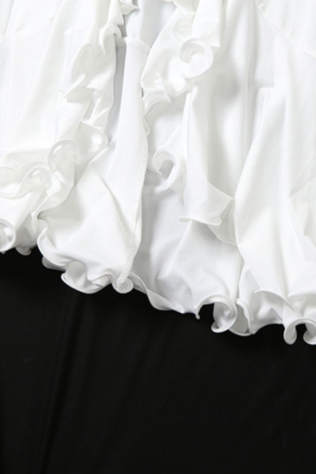 Solid Color Long-Sleeved V Neck Ruffled Slit Dress