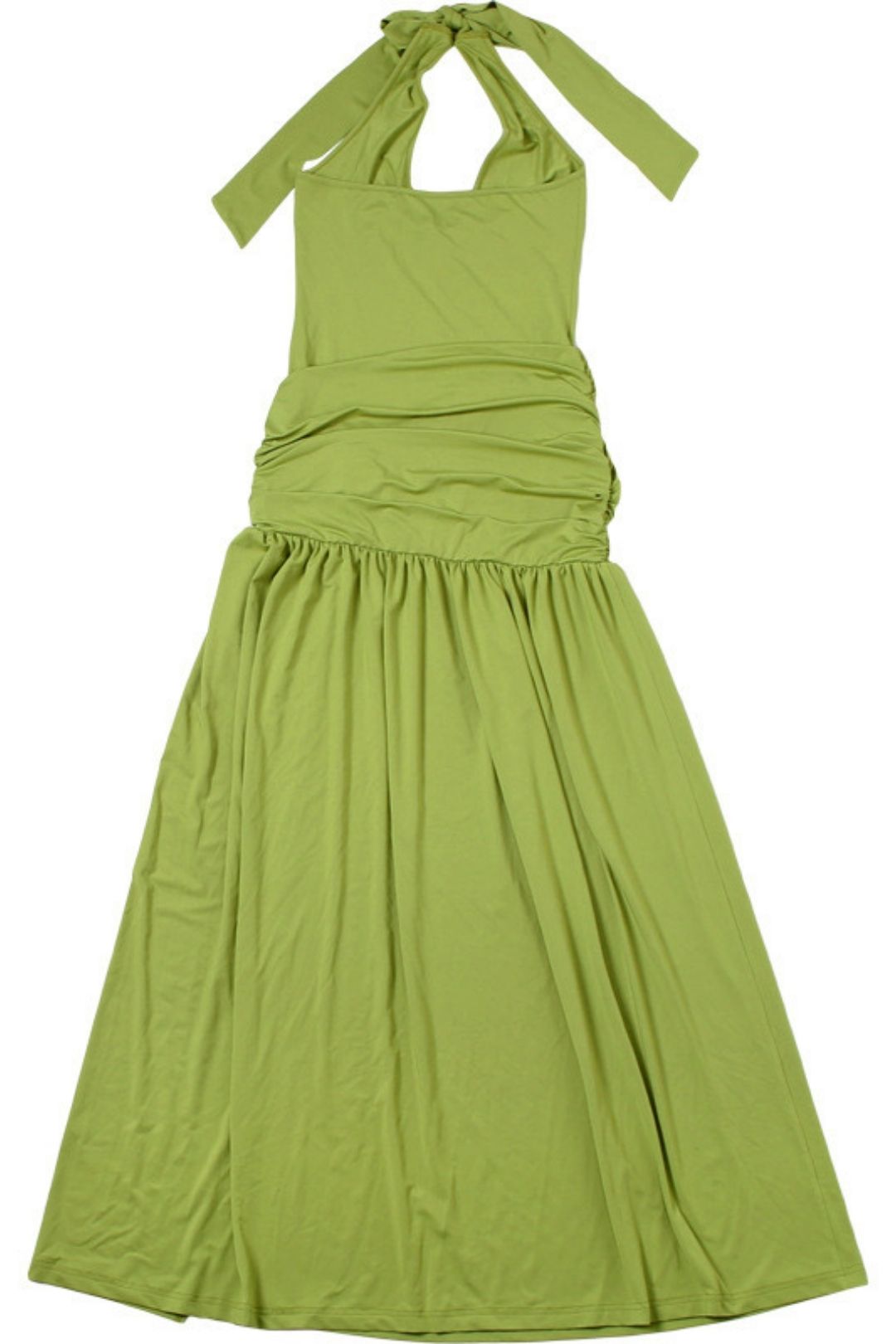 Halterneck Strapless Backless Slim Pleated Slit Dress