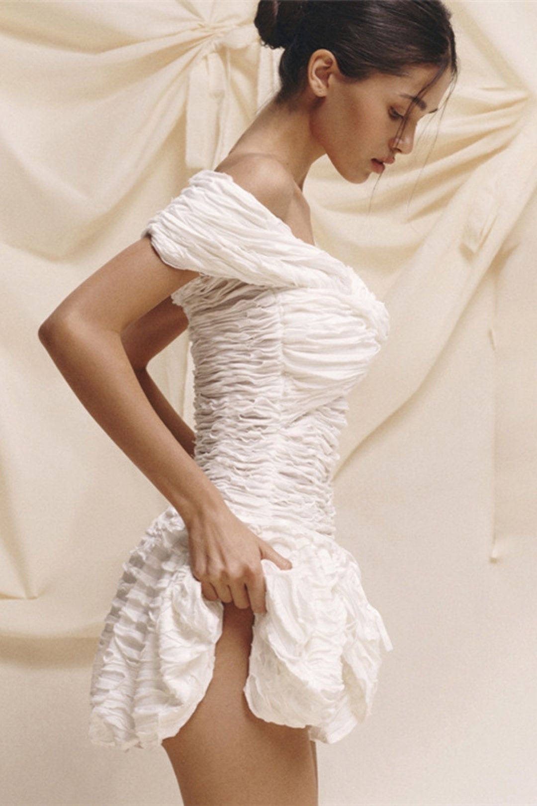 Sexy Off-shoulder Backless Slim Thin Solid Color Dress