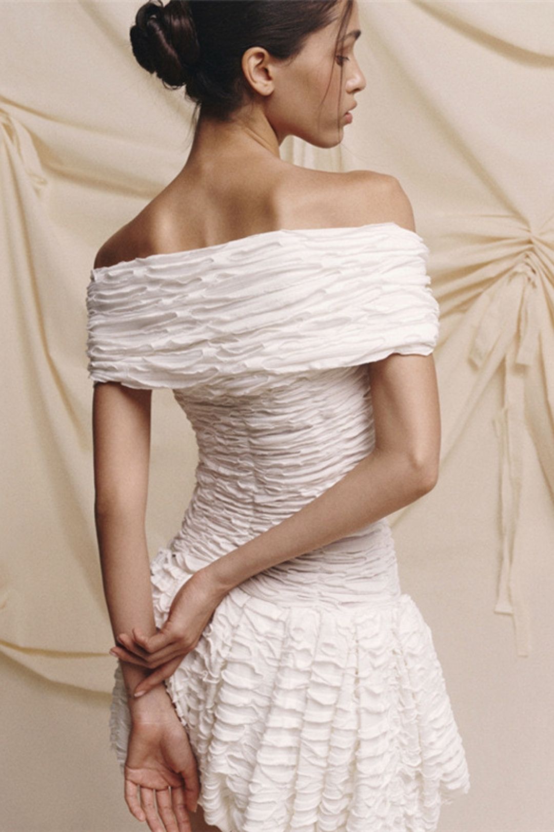 Sexy Off-shoulder Backless Slim Thin Solid Color Dress