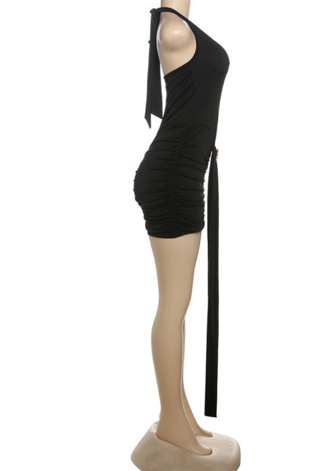 Sexy Halterneck Cut Out Slim Slim Backless Pleated Hip Dress