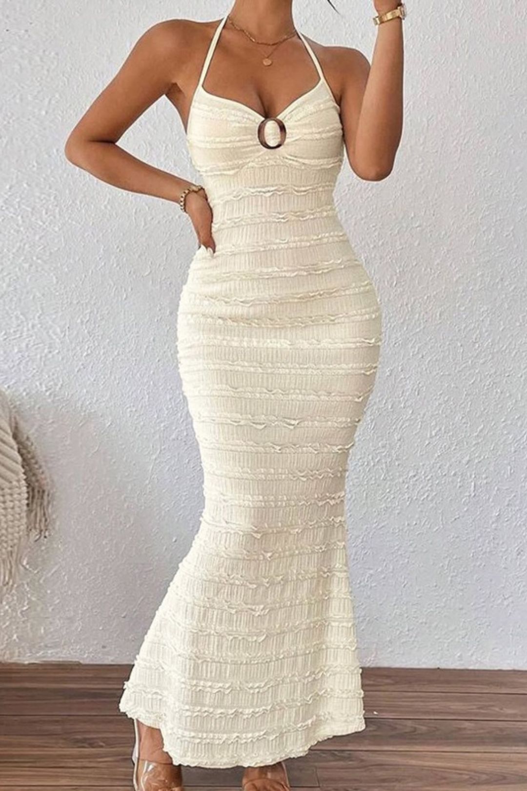 Sexy Close-fitting Temperament V-neck Lace-up Dress