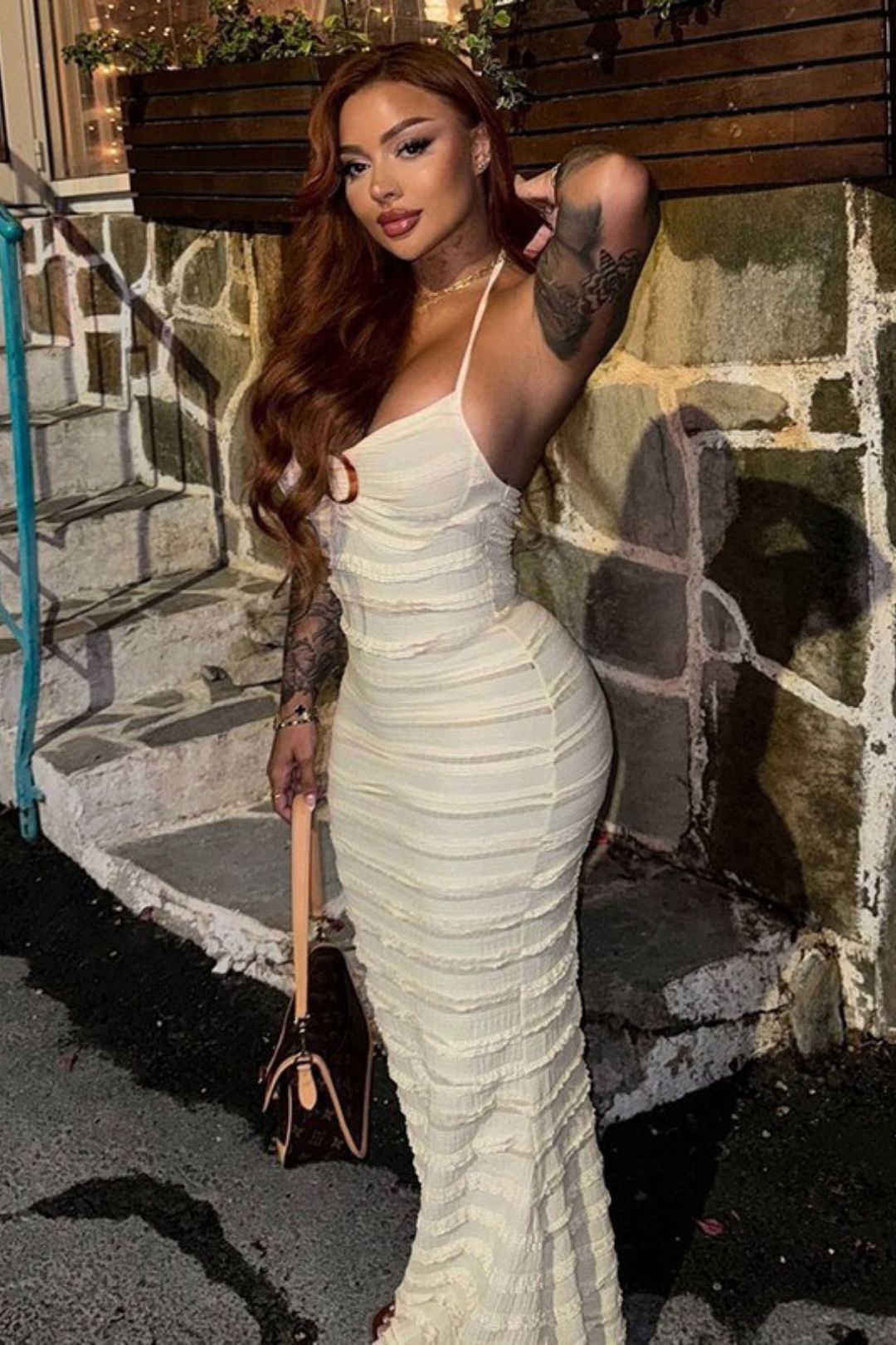 Sexy Close-fitting Temperament V-neck Lace-up Dress