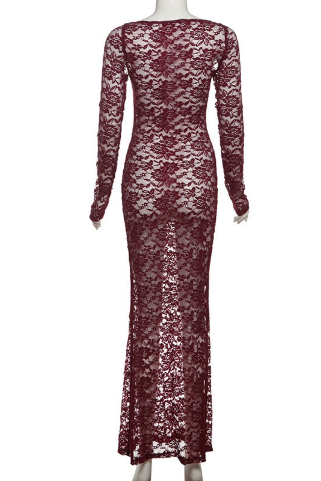 Sexy Cut Out One-Line Collar Slim Lace Long-Sleeved Dress