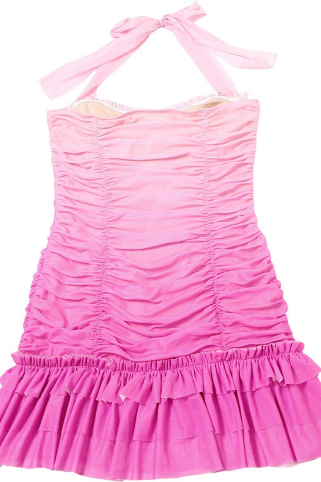 Mesh Splicing Sexy Contrasting Pleated Slim Halterneck Hip-Hugging Dress