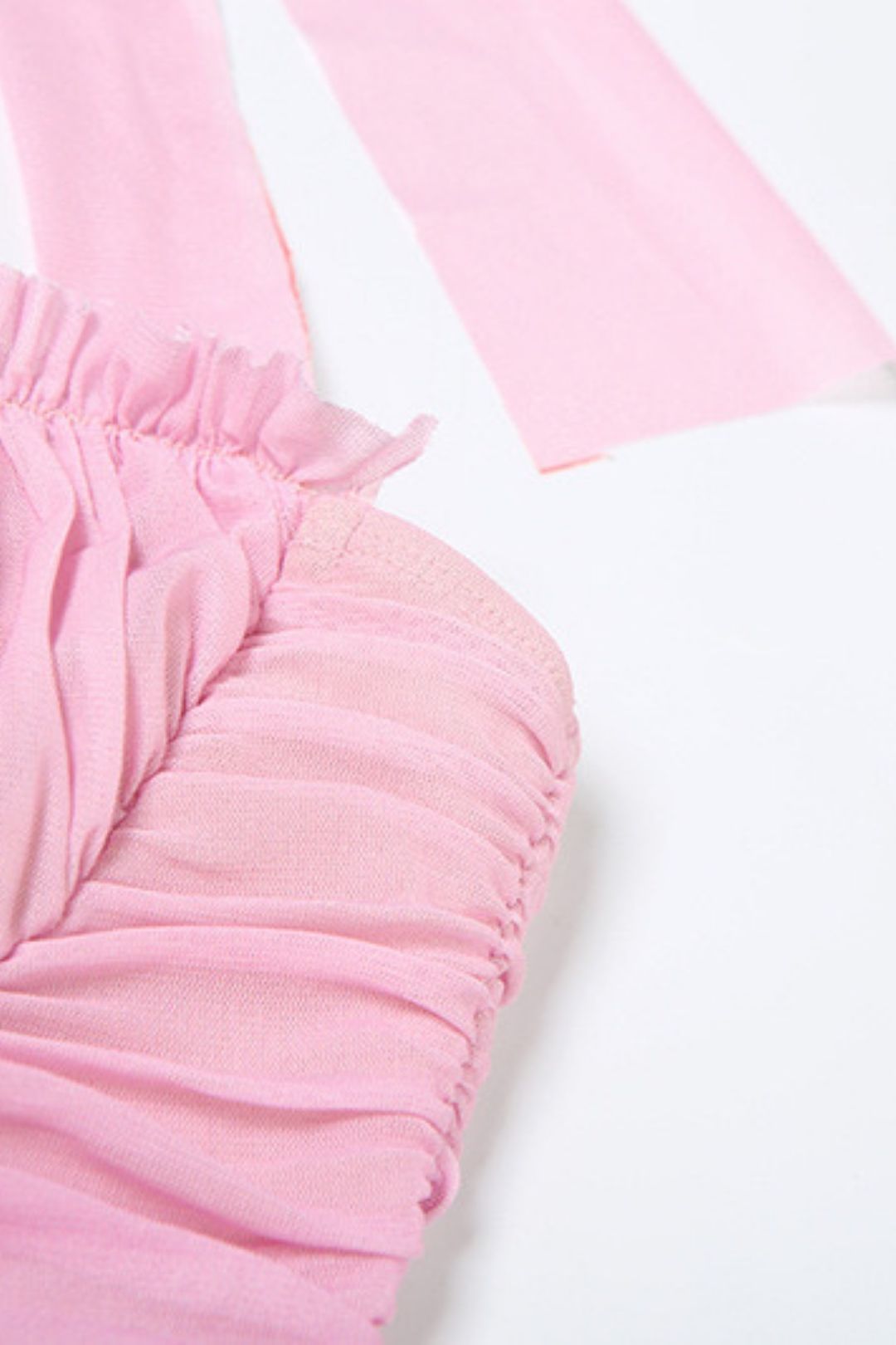 Mesh Splicing Sexy Contrasting Pleated Slim Halterneck Hip-Hugging Dress