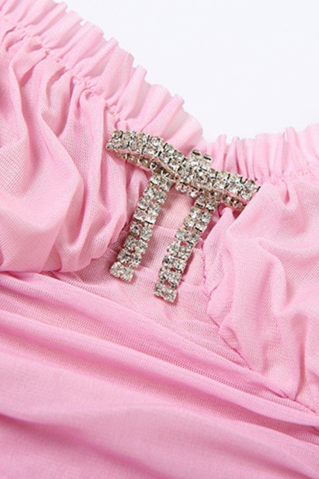 Mesh Splicing Sexy Contrasting Pleated Slim Halterneck Hip-Hugging Dress