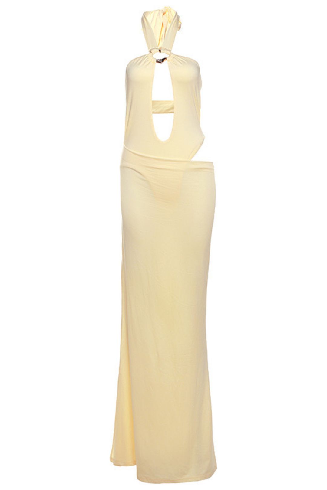 Solid Color Sexy Hollow Neck Slim-fit Bodysuit Hip Skirt Suit