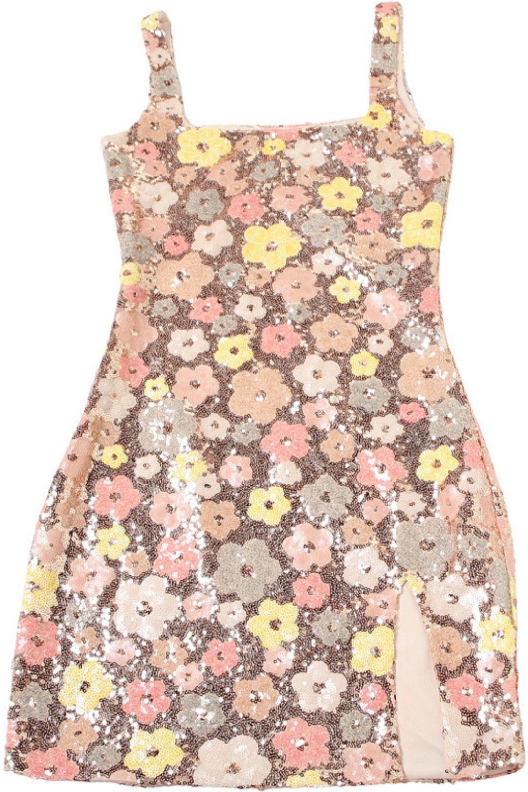 Sexy Slim Square Collar Sequin Bag Hip Slit Dress