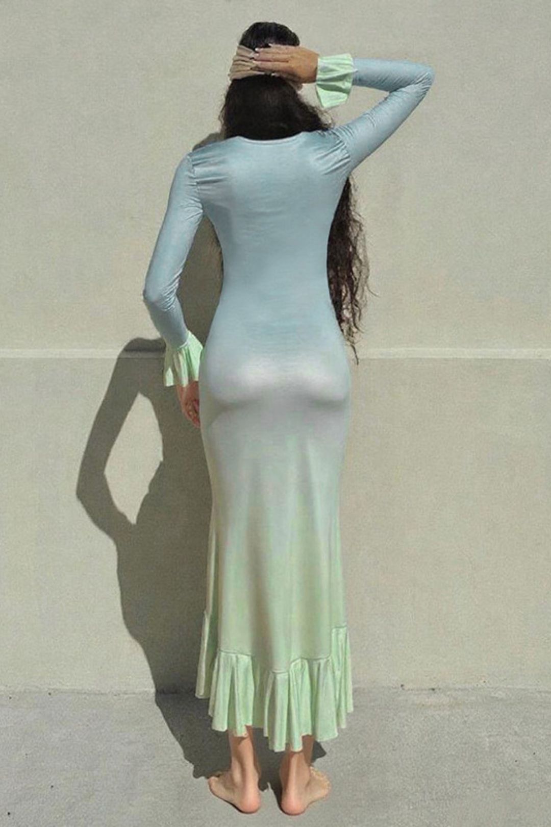 Sexy V Neck Hip-Covering Long-Sleeved Dress