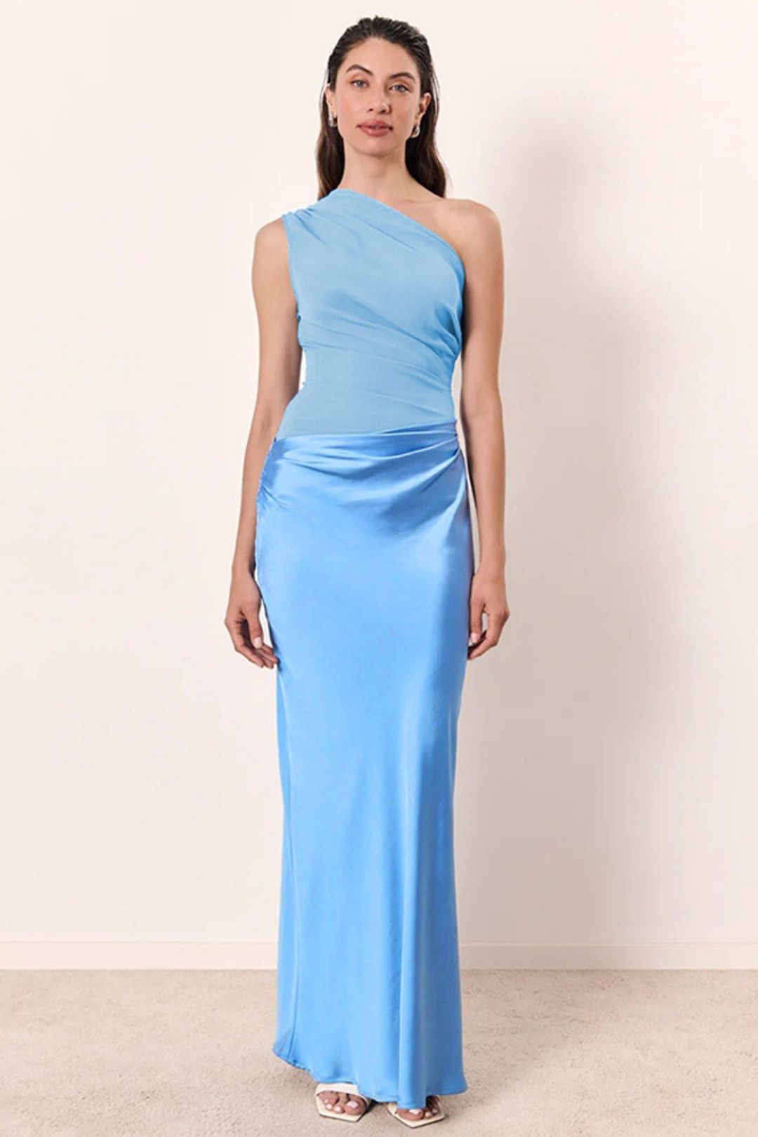 Slant Shoulder Slim-fit Long Dress