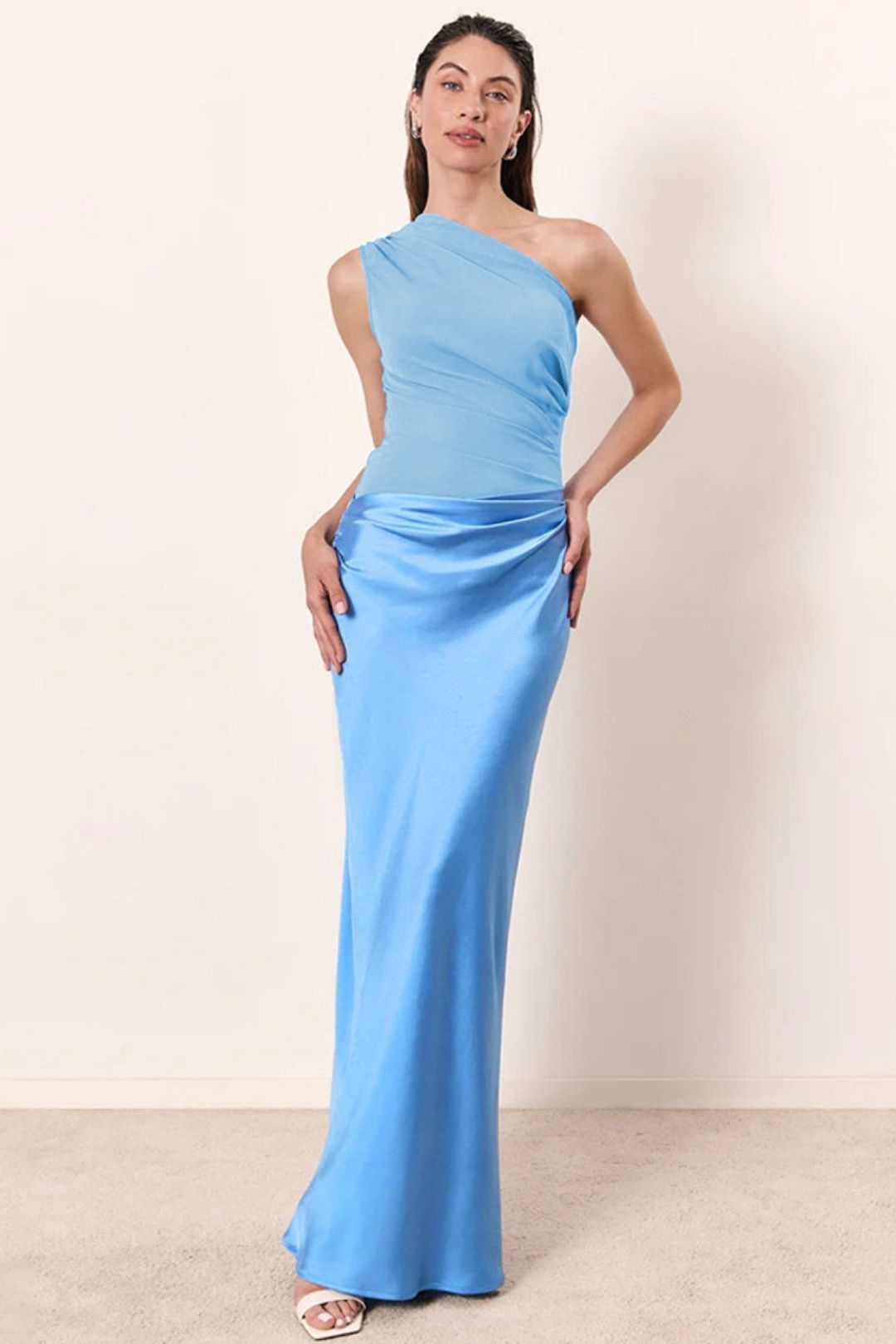 Slant Shoulder Slim-fit Long Dress