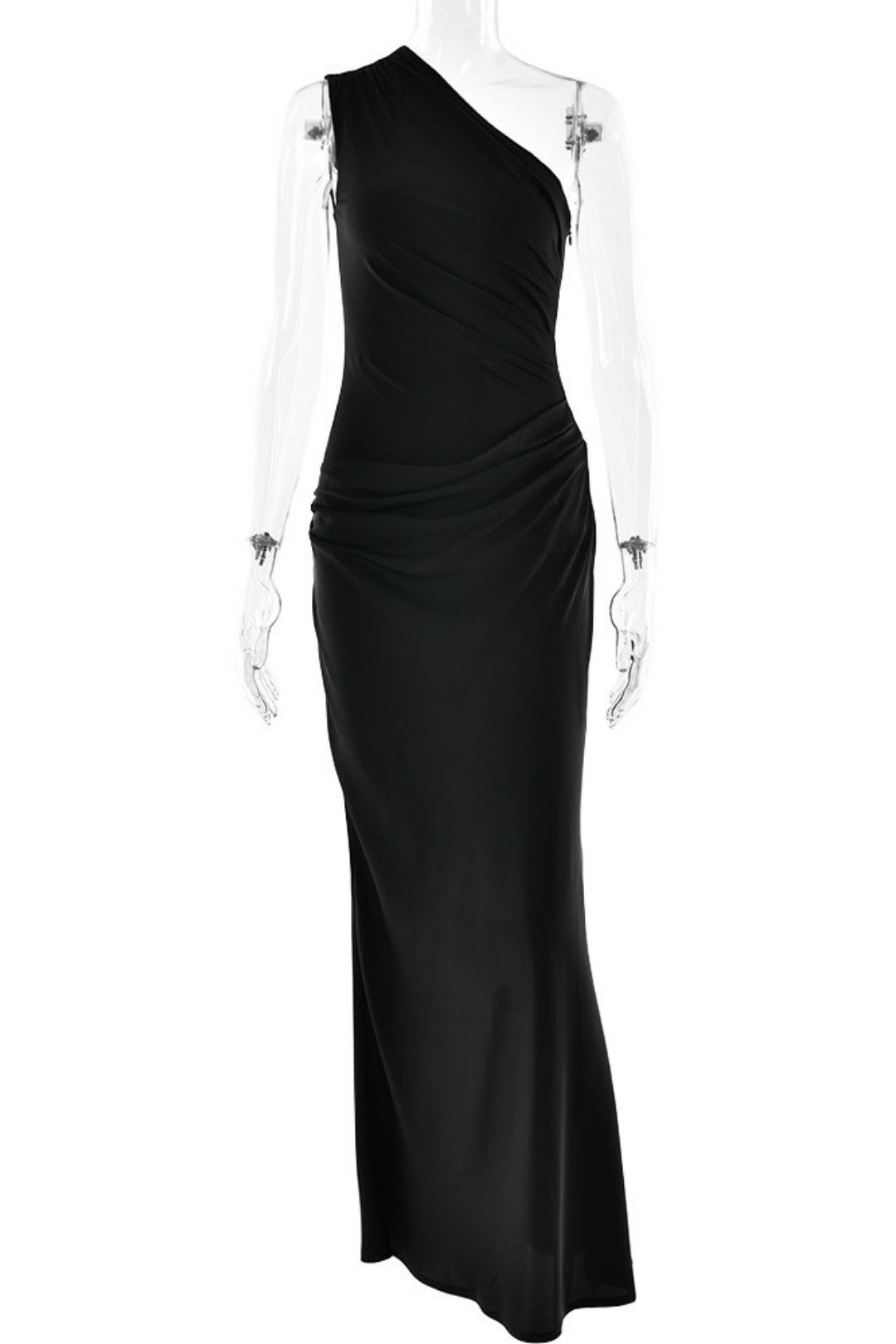 Slant Shoulder Slim-fit Long Dress