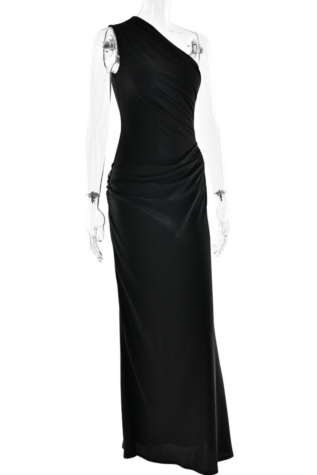 Slant Shoulder Slim-fit Long Dress