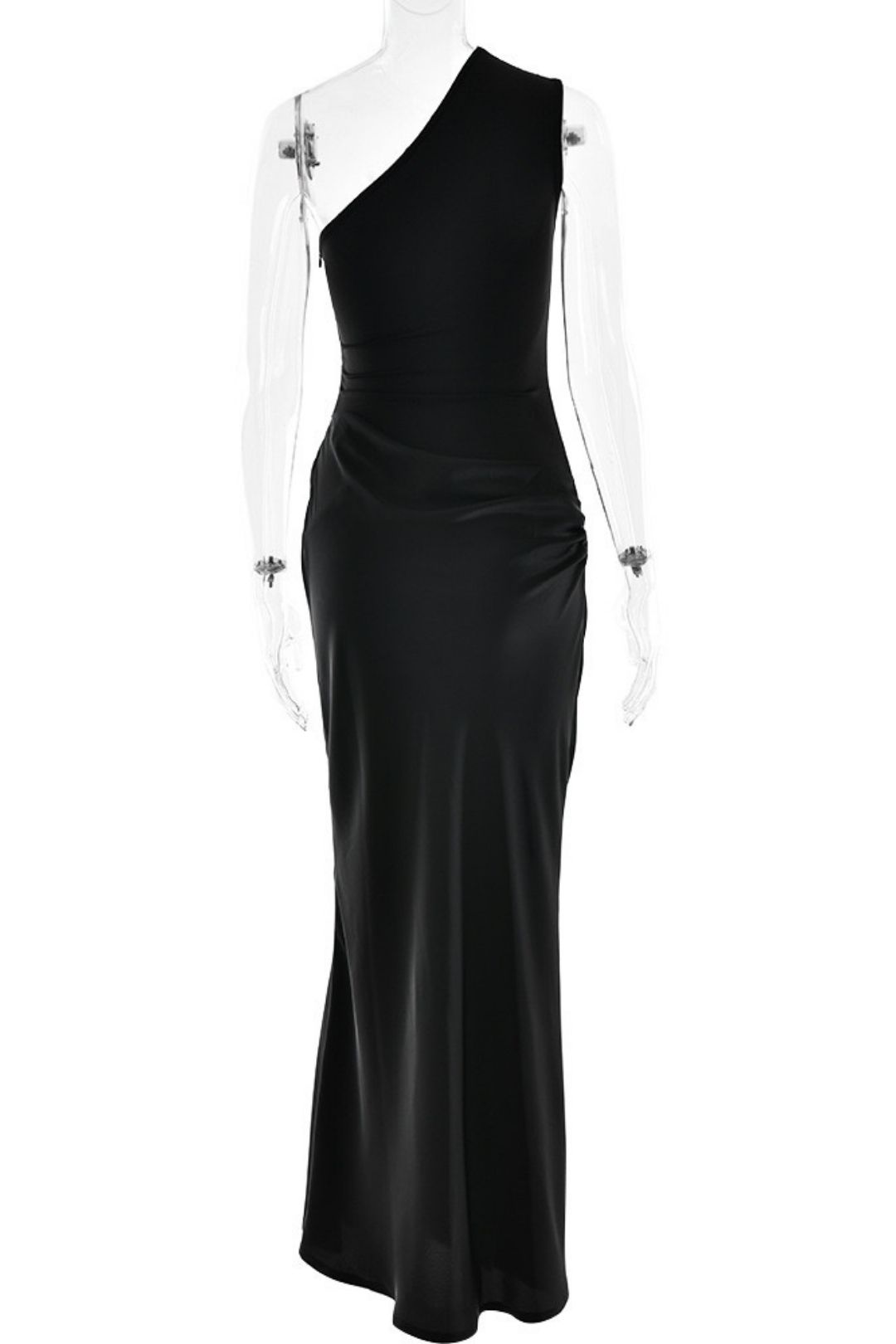 Slant Shoulder Slim-fit Long Dress